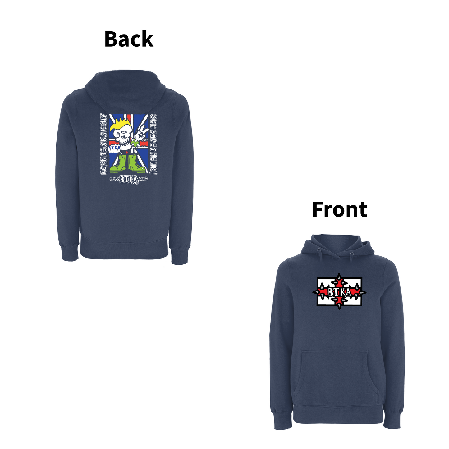 BTKA - PUNK ROCKS 90's Classic Front & Back Print Logo Hoodie