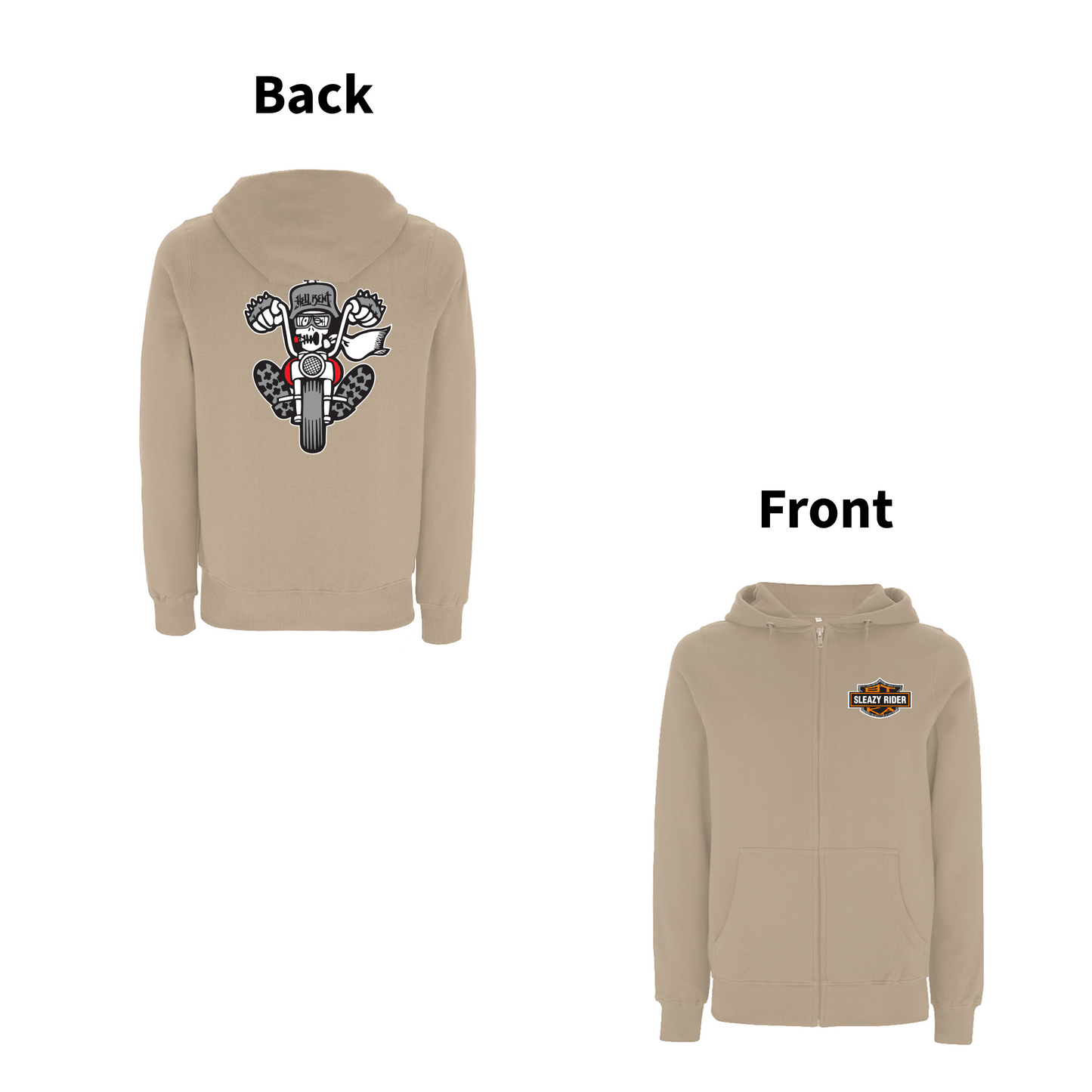 BTKA - SLEAZY RIDER Front and Back Print Zip Hood