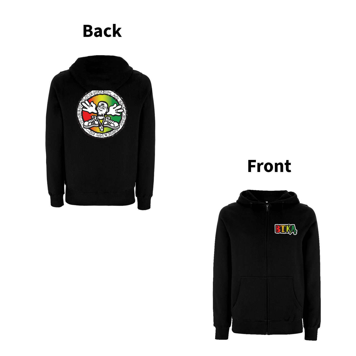 BTKA - COOL AND IRIE Front and Back Print Zip Hood