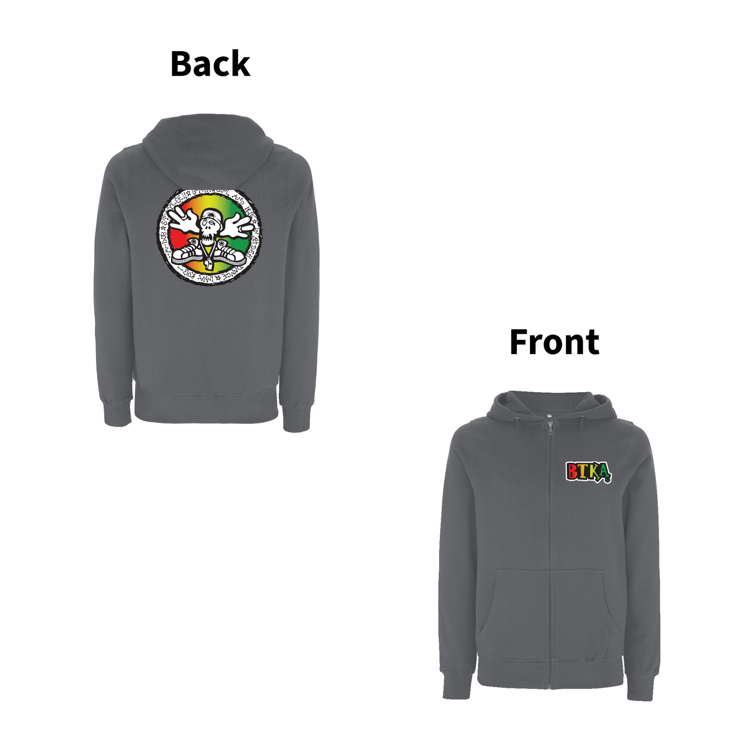 BTKA - COOL AND IRIE Front and Back Print Zip Hood