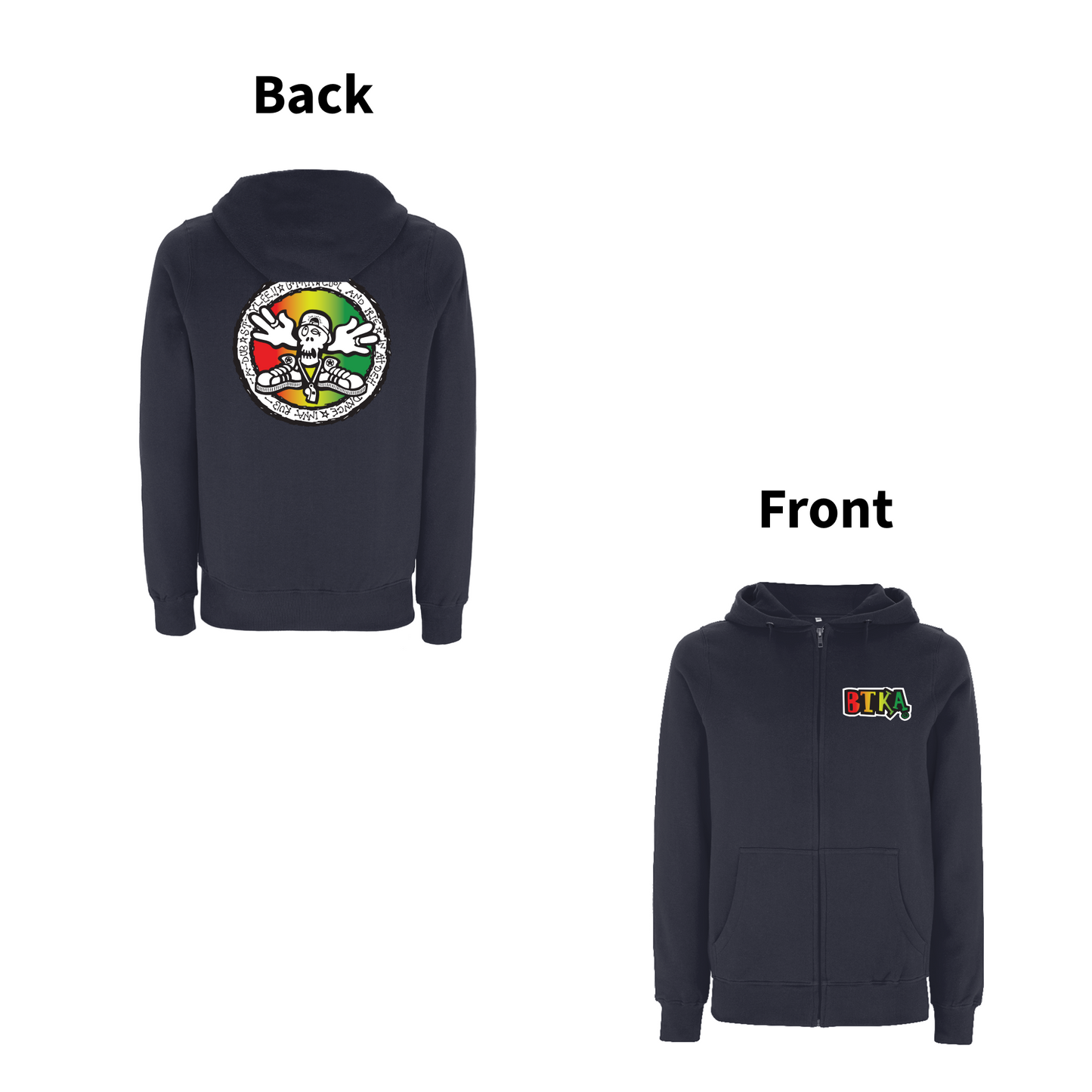 BTKA - COOL AND IRIE Front and Back Print Zip Hood