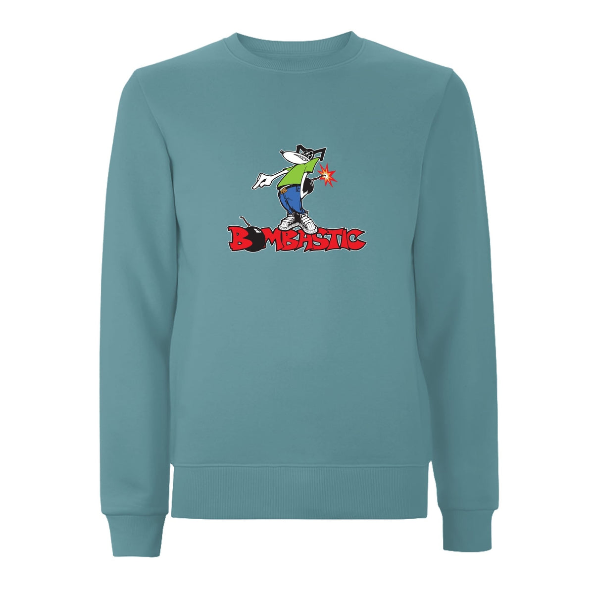 Funky dog Bombastic Front Print Sweatshirt – Rave inspired 90s streetwear, retro fashion from Have a nice day london store