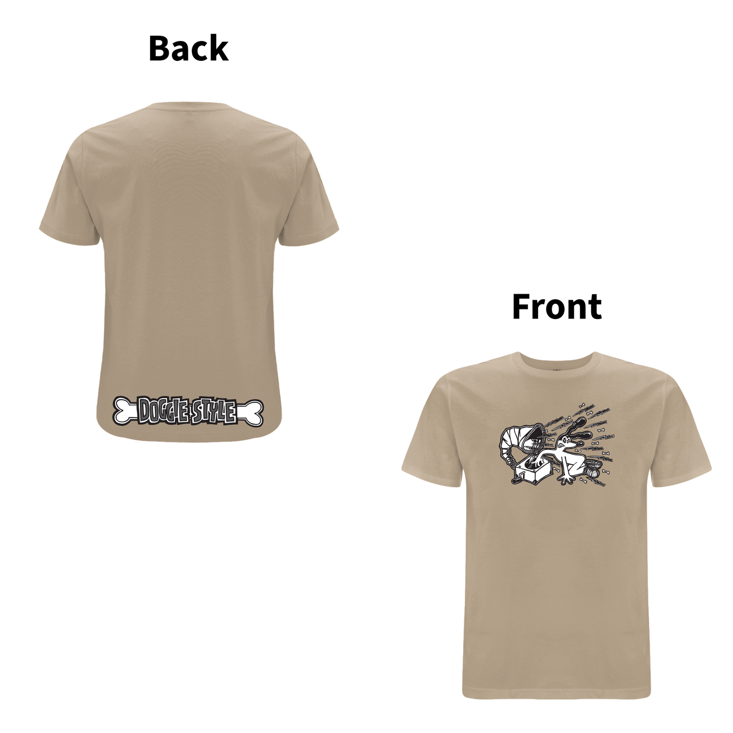 FUNKY DOG - DOGGIE STYLE - Front and Back Print T-shirt