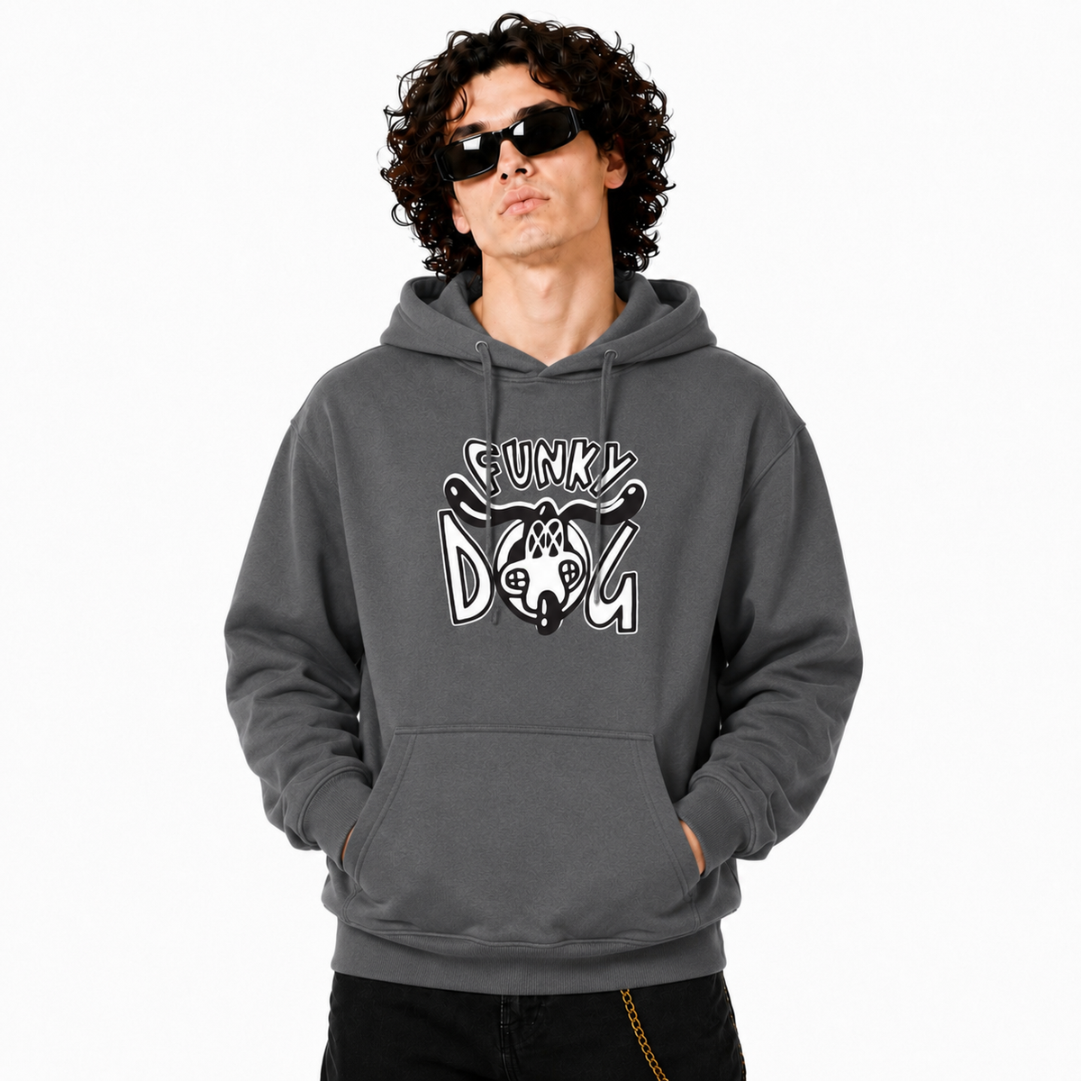 Funky Dog Embroidered Hoodie