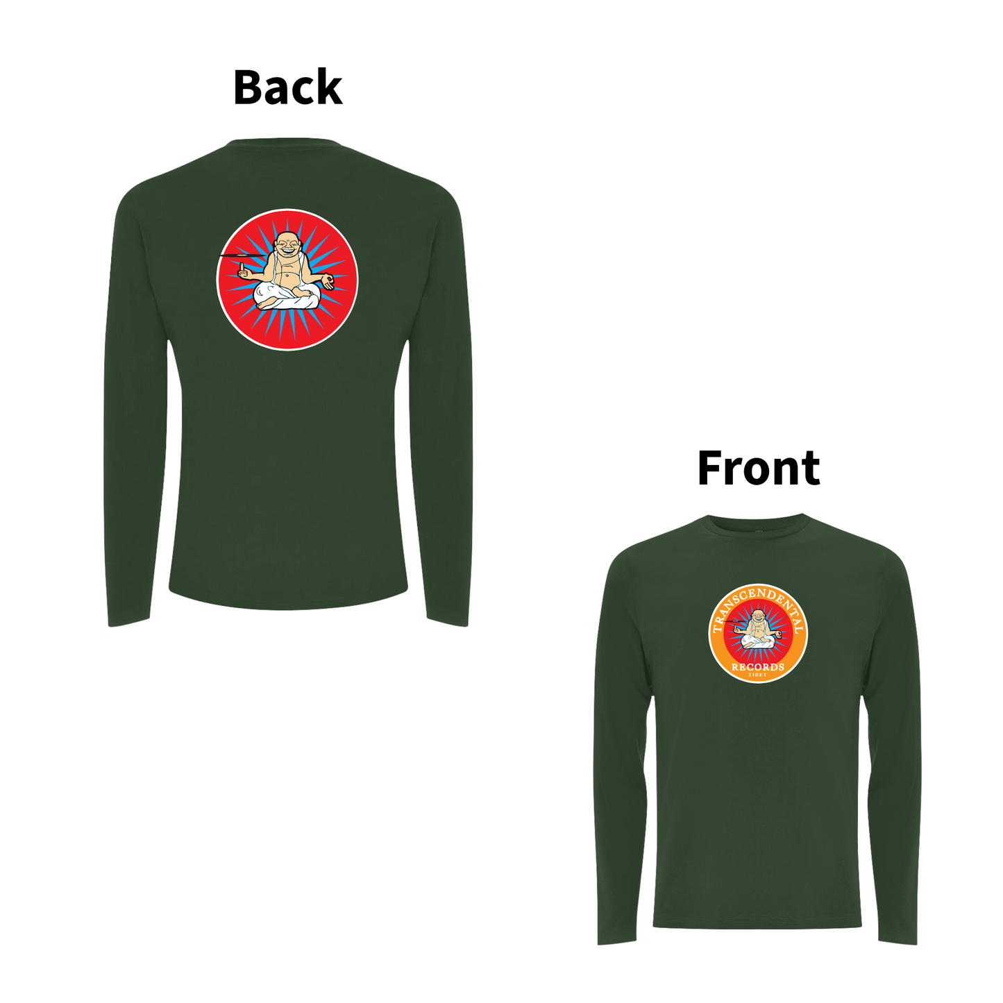 HANDSPUN RECORDS - TRANSCENDENTAL Front and Back Print Longsleeve T-shirt