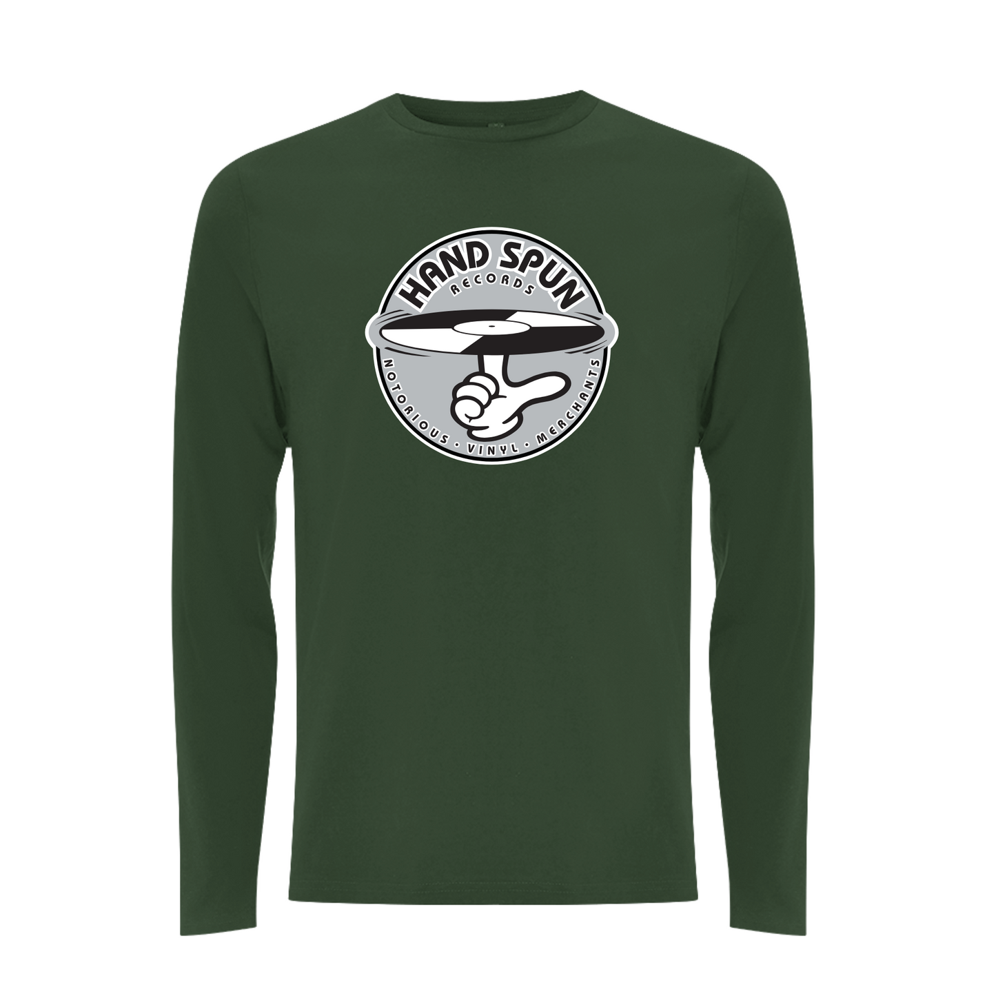HANDSPUN RECORDS - Classic Front Print GREY Logo Longsleeve T-shirt