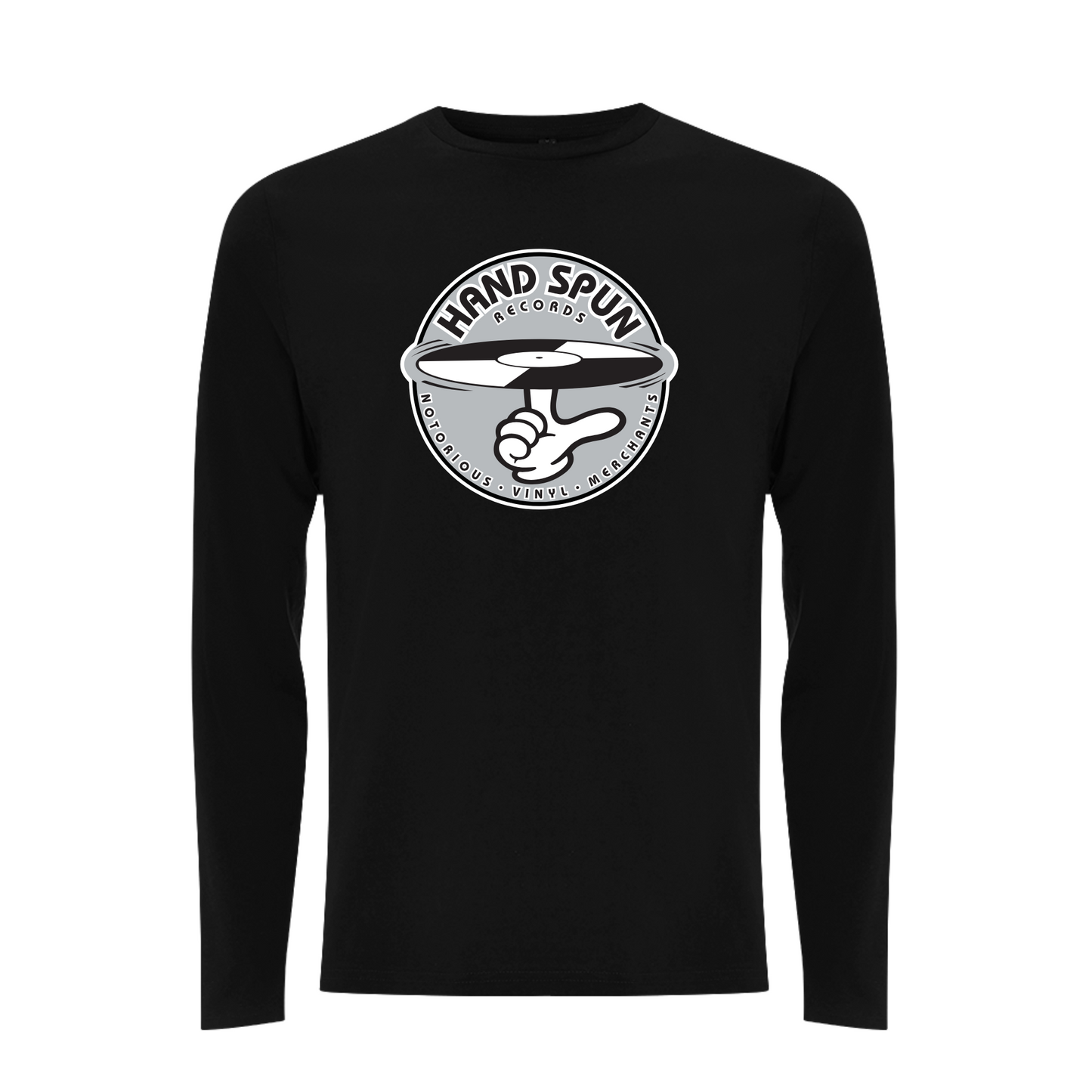 HANDSPUN RECORDS - Classic Front Print GREY Logo Longsleeve T-shirt