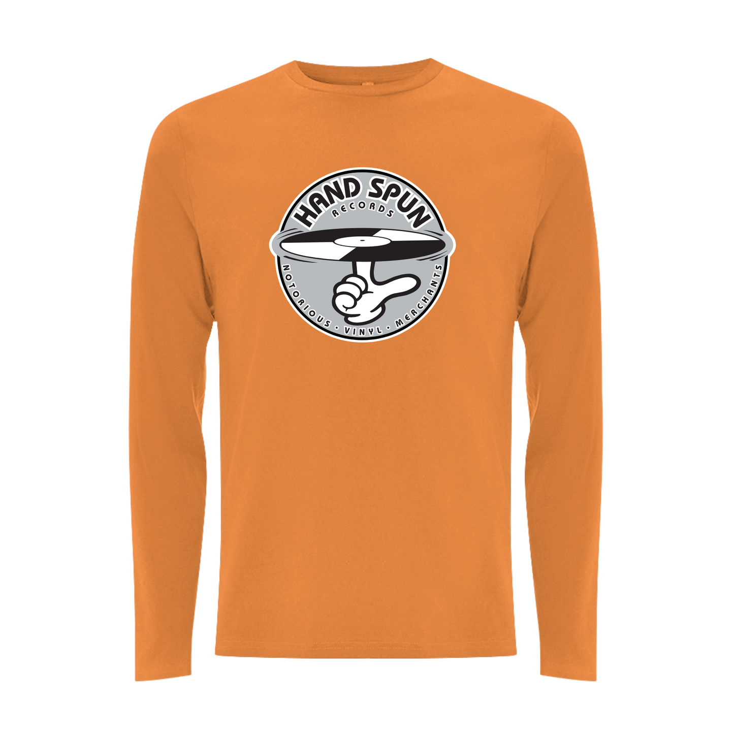 HANDSPUN RECORDS - Classic Front Print GREY Logo Longsleeve T-shirt