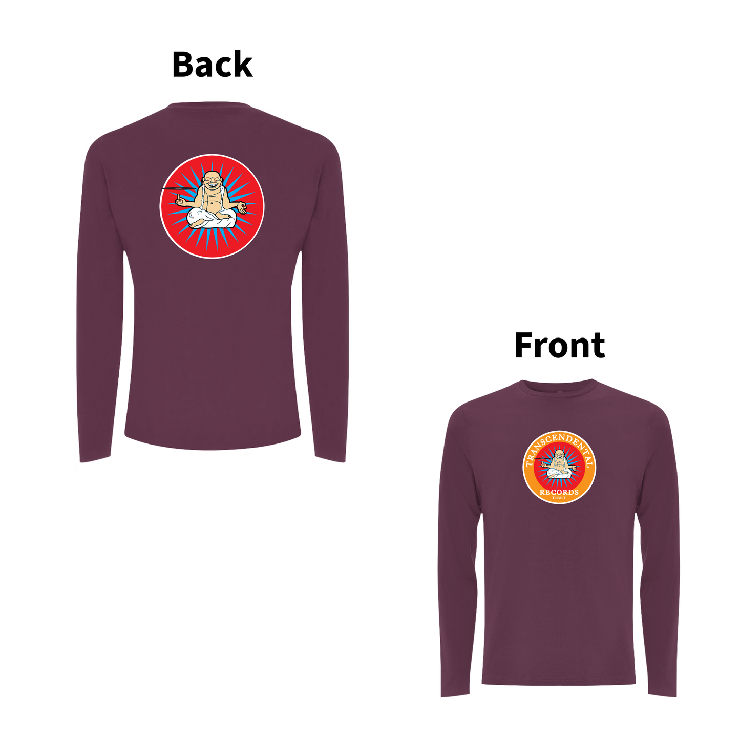 HANDSPUN RECORDS - TRANSCENDENTAL Front and Back Print Longsleeve T-shirt