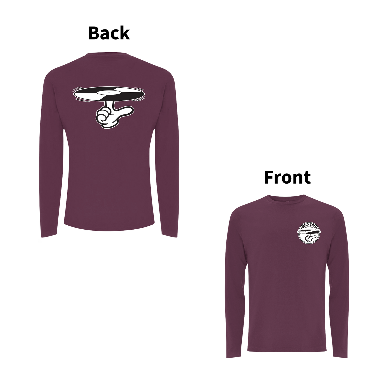 HANDSPUN RECORDS - CLASSIC LOGO Front and Back Print Longsleeve T-shirt - A Have A Nice Day Brand.