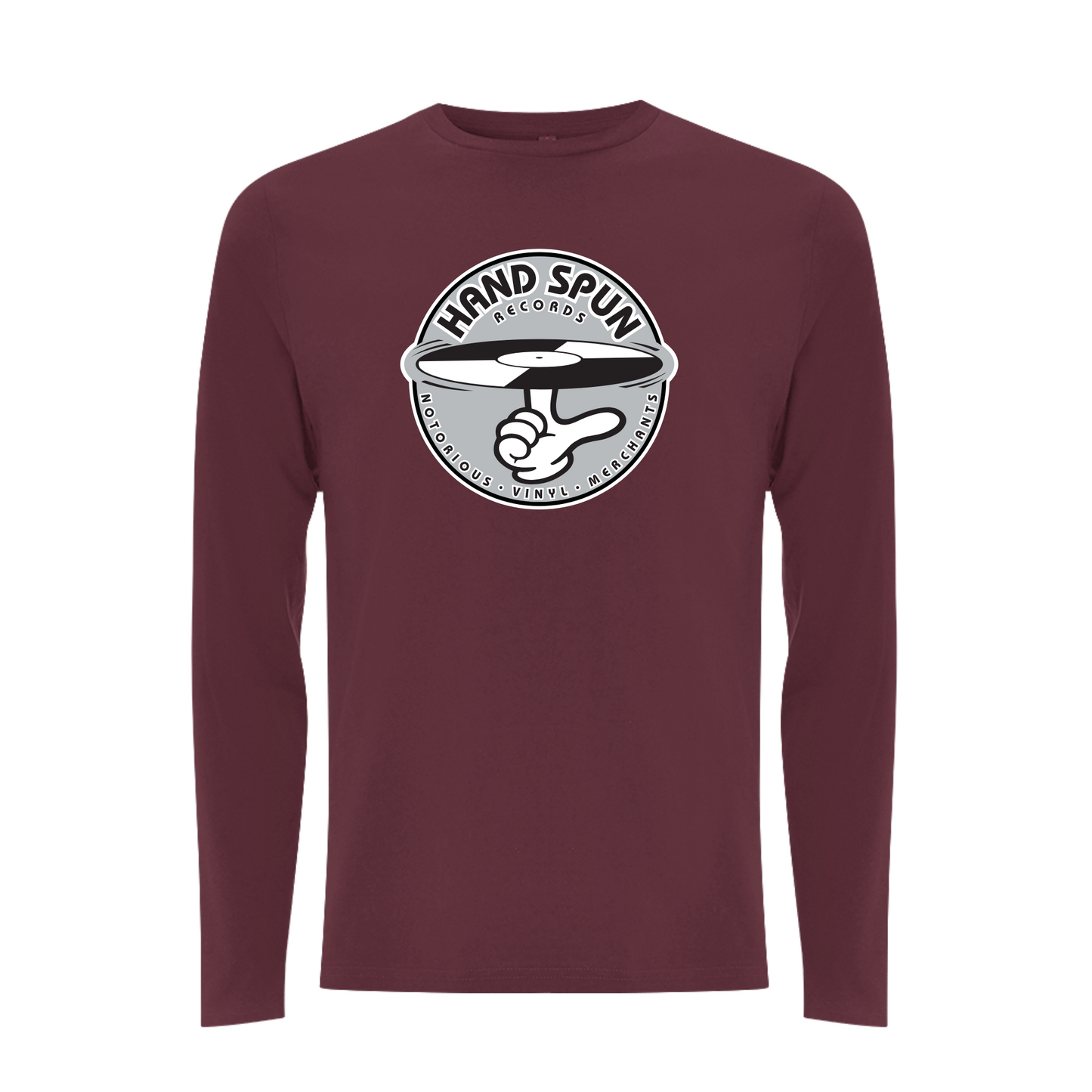 HANDSPUN RECORDS - Classic Front Print GREY Logo Longsleeve T-shirt