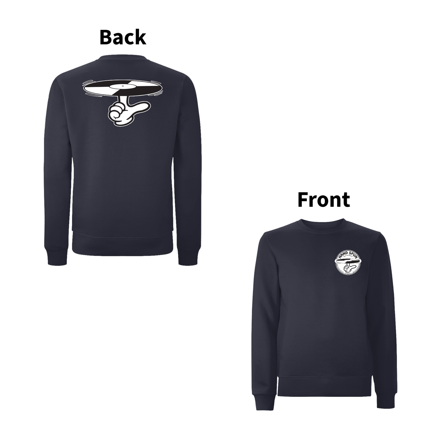 HANDSPUN RECORDS - 90's CLASSIC LOGO Front and Back Print Sweatshirt - A Have A Nice Day Brand.