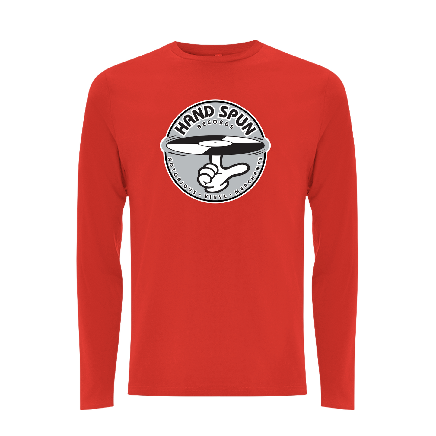 HANDSPUN RECORDS - Classic Front Print GREY Logo Longsleeve T-shirt