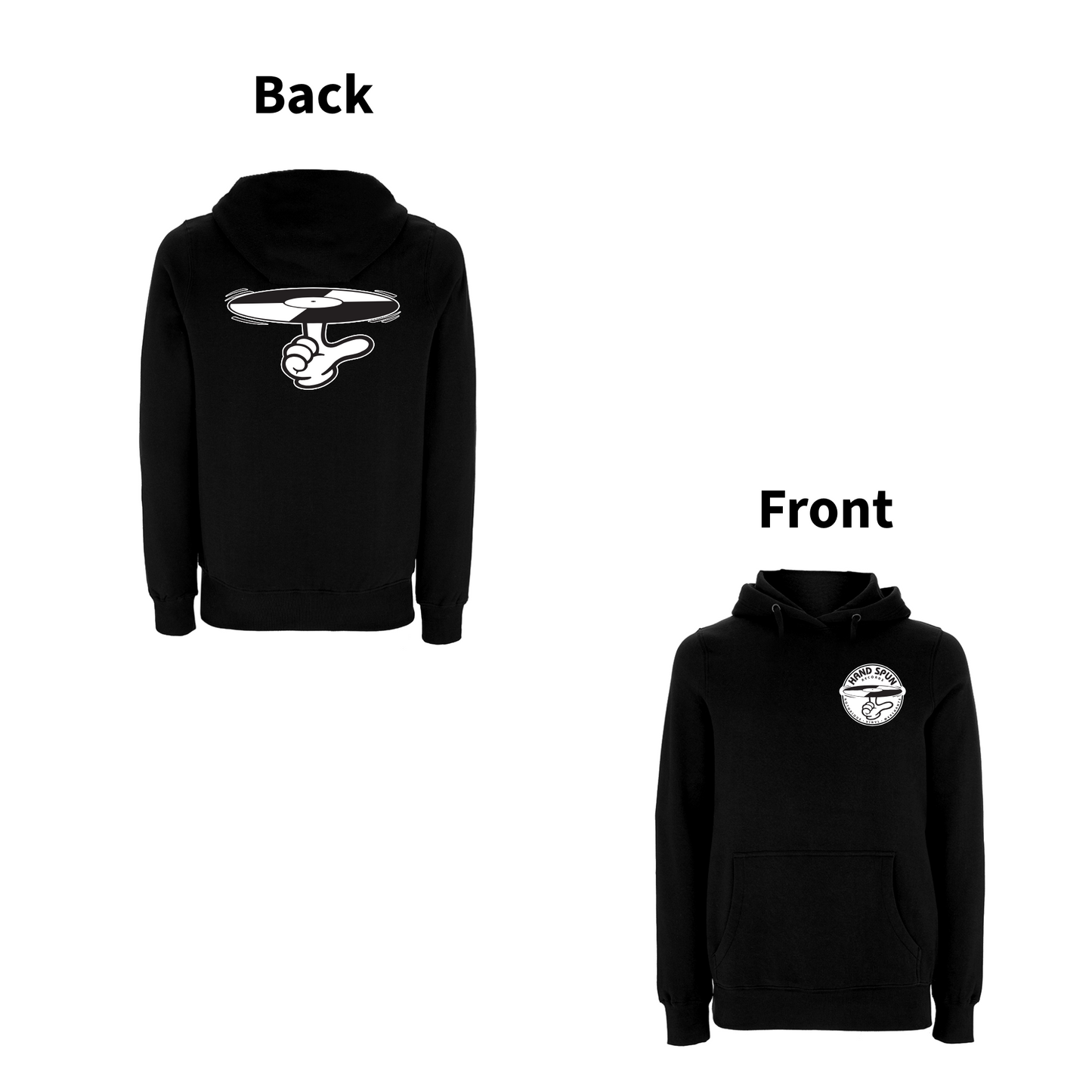 HANDSPUN RECORDS - CLASSIC LOGO Front and Back Print Hoodie- A Have A Nice Day Brand.