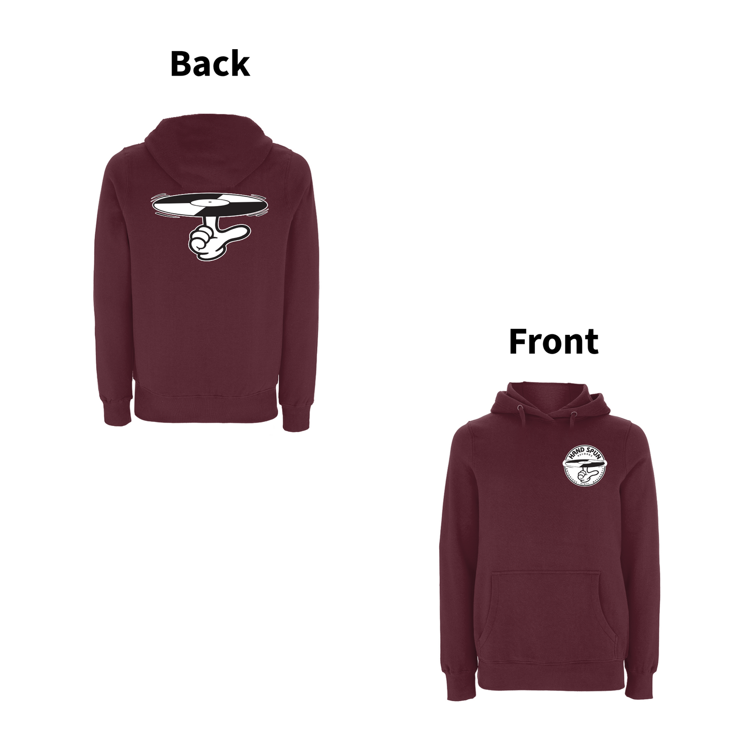 HANDSPUN RECORDS - CLASSIC LOGO Front and Back Print Hoodie- A Have A Nice Day Brand.