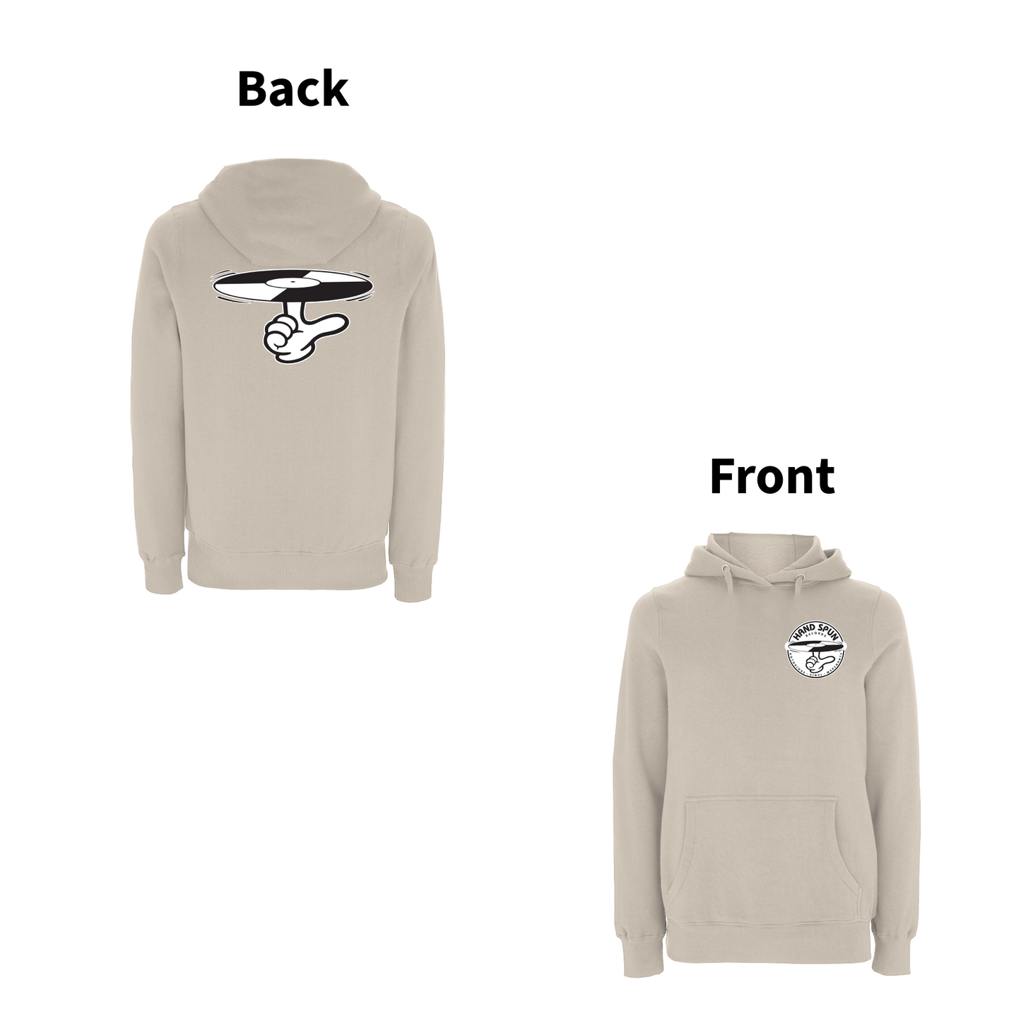 HANDSPUN RECORDS - CLASSIC LOGO Front and Back Print Hoodie- A Have A Nice Day Brand.