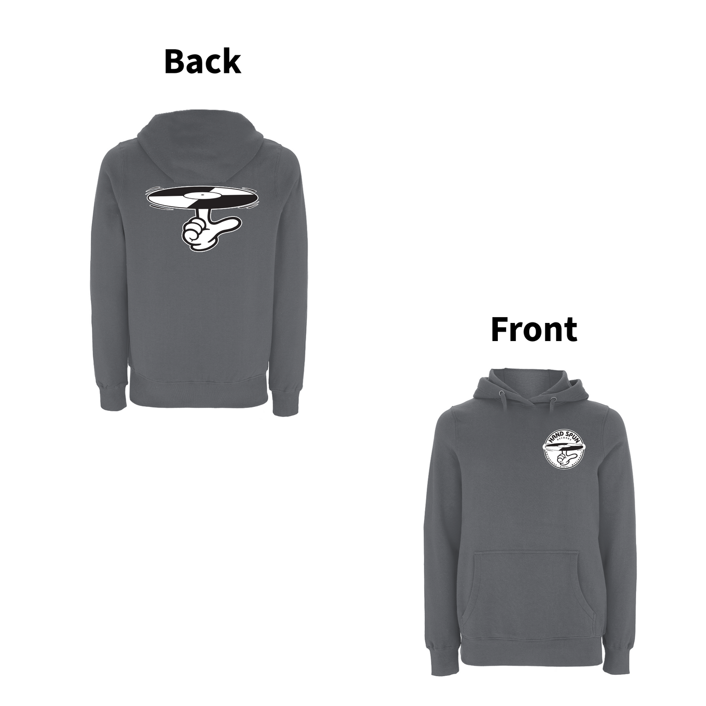 HANDSPUN RECORDS - CLASSIC LOGO Front and Back Print Hoodie- A Have A Nice Day Brand.