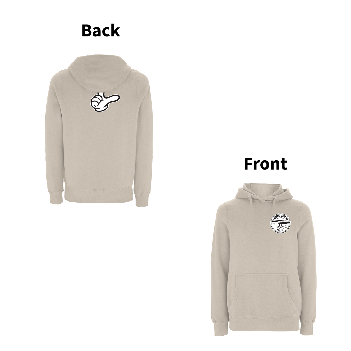 HANDSPUN RECORDS - 90's CLASSIC LOGO Front and Back Print Hoodie- A Have A Nice Day Brand.