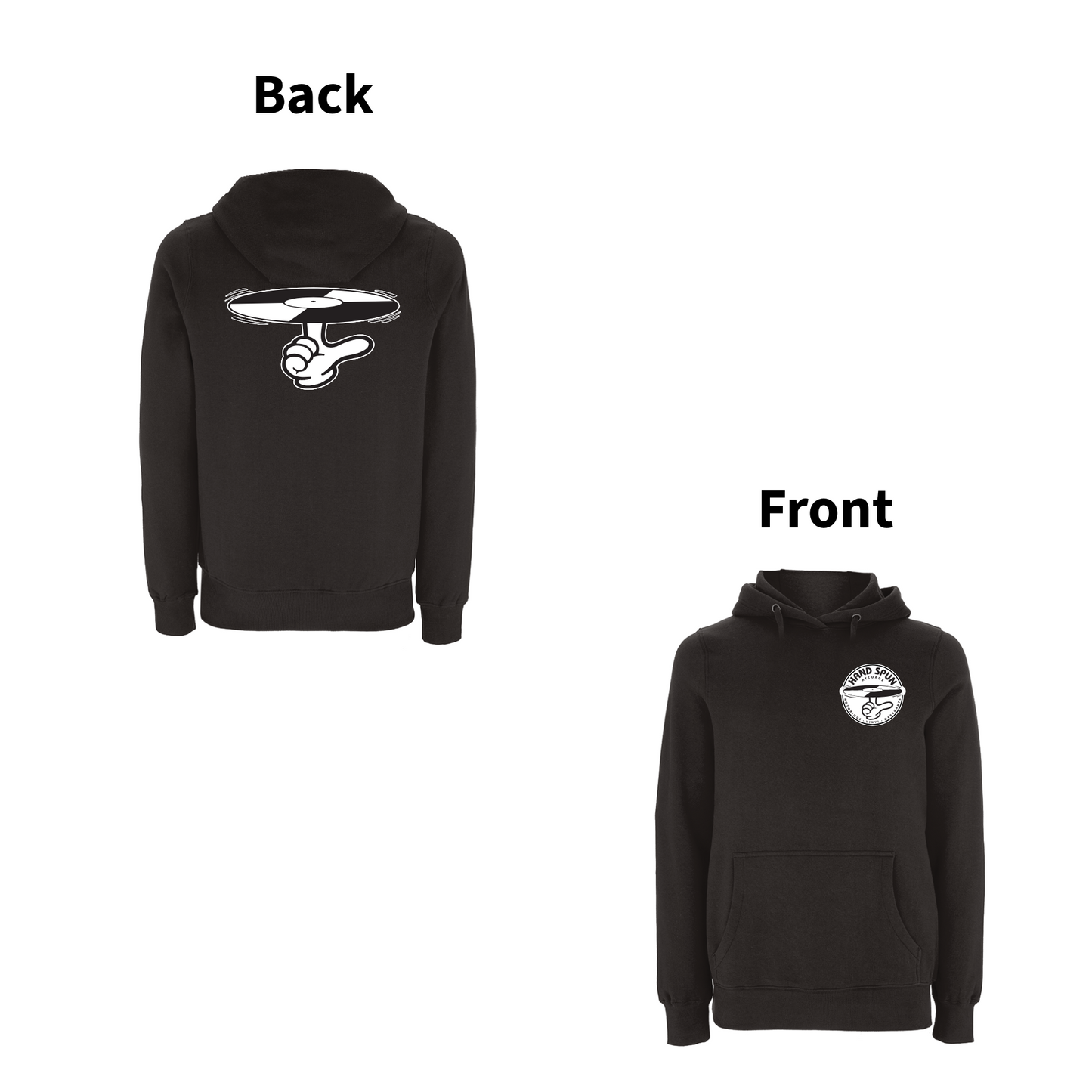 HANDSPUN RECORDS - CLASSIC LOGO Front and Back Print Hoodie- A Have A Nice Day Brand.