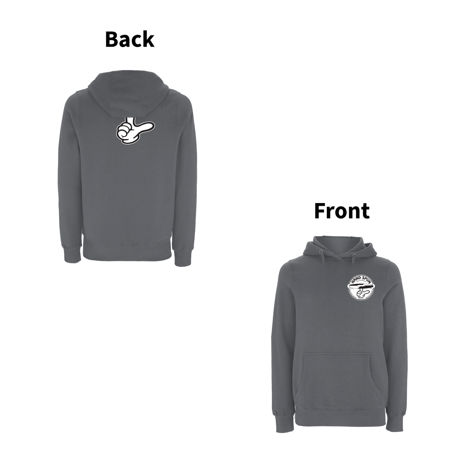 HANDSPUN RECORDS - 90's CLASSIC LOGO Front and Back Print Hoodie- A Have A Nice Day Brand.