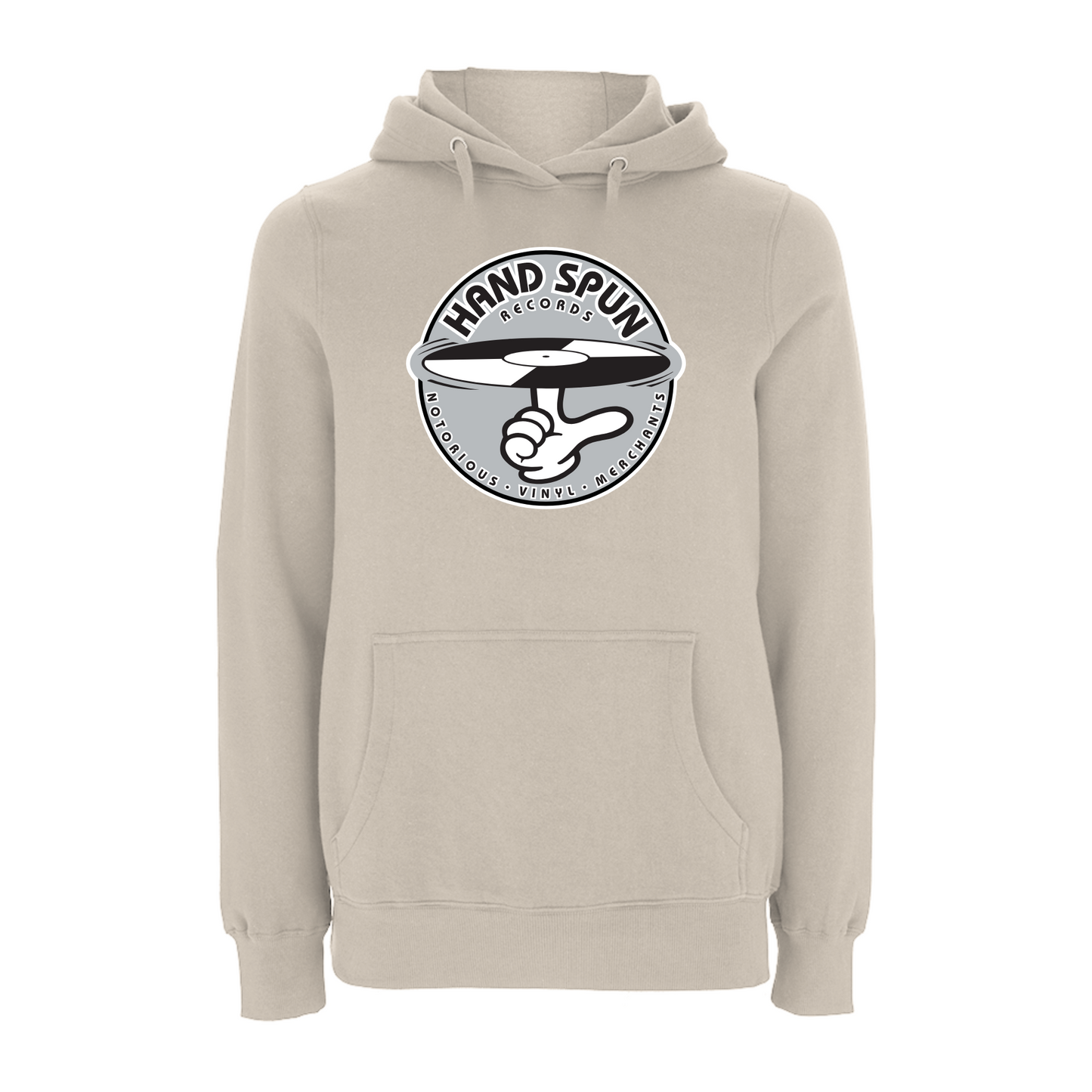 HANDSPUN RECORDS - Classic Front Print GREY Logo Hoodie