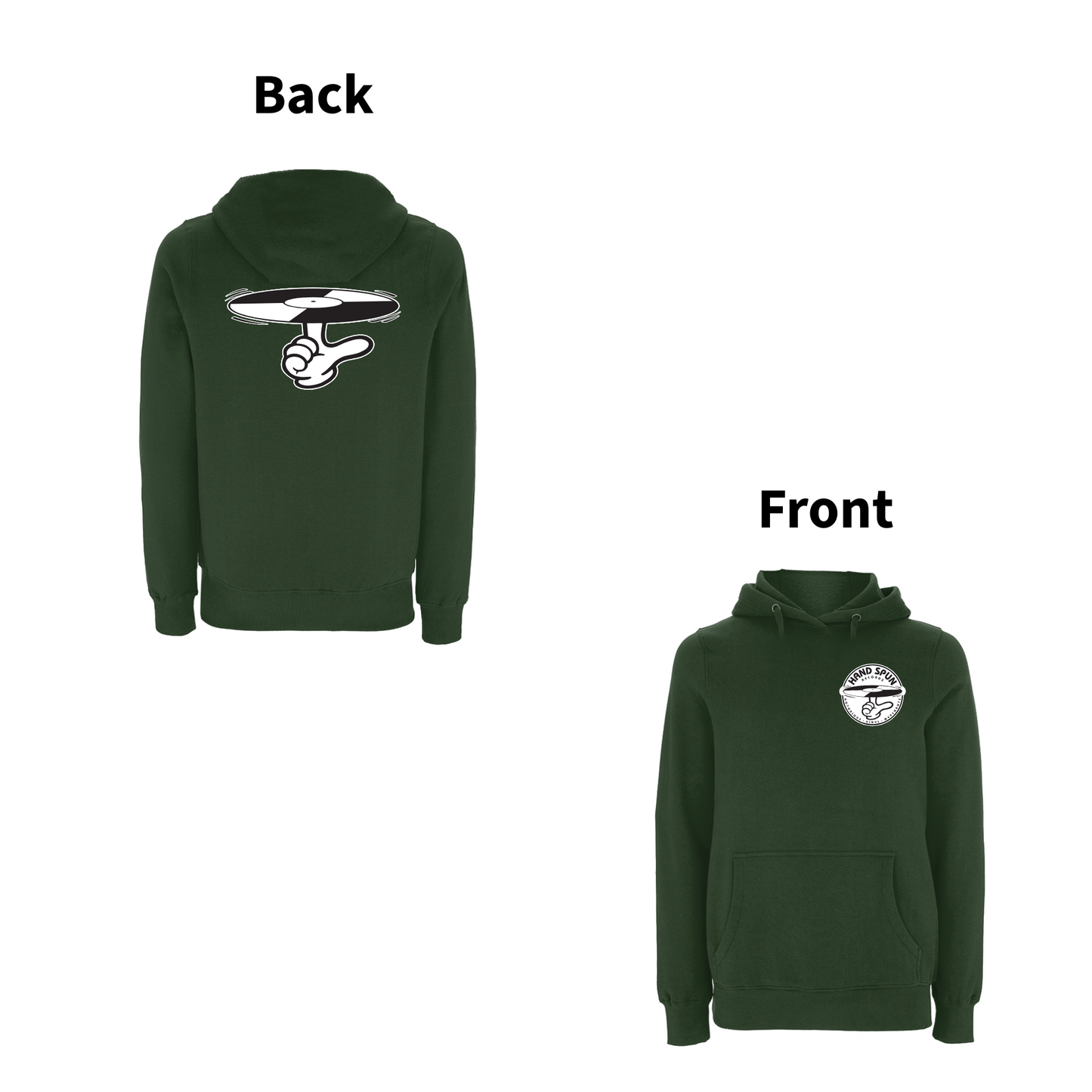 HANDSPUN RECORDS - CLASSIC LOGO Front and Back Print Hoodie- A Have A Nice Day Brand.