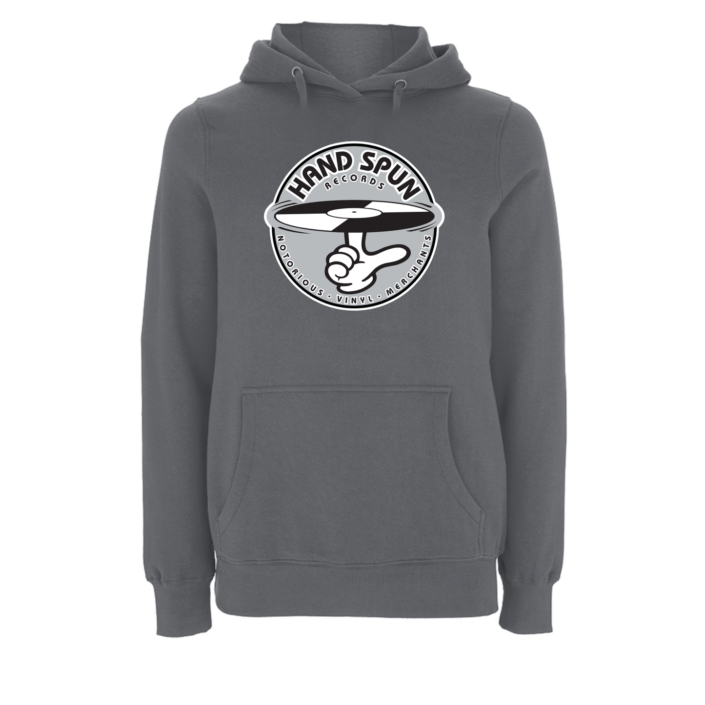 HANDSPUN RECORDS - Classic Front Print GREY Logo Hoodie