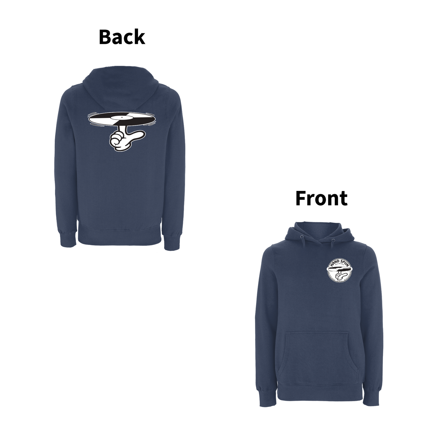 HANDSPUN RECORDS - CLASSIC LOGO Front and Back Print Hoodie- A Have A Nice Day Brand.