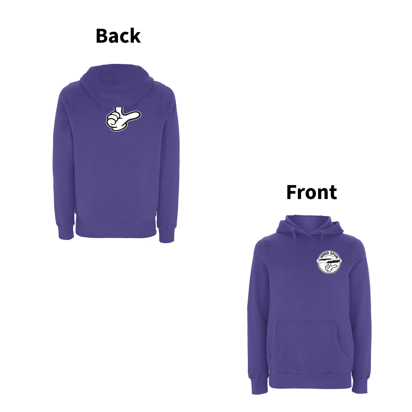 HANDSPUN RECORDS - 90's CLASSIC LOGO Front and Back Print Hoodie- A Have A Nice Day Brand.