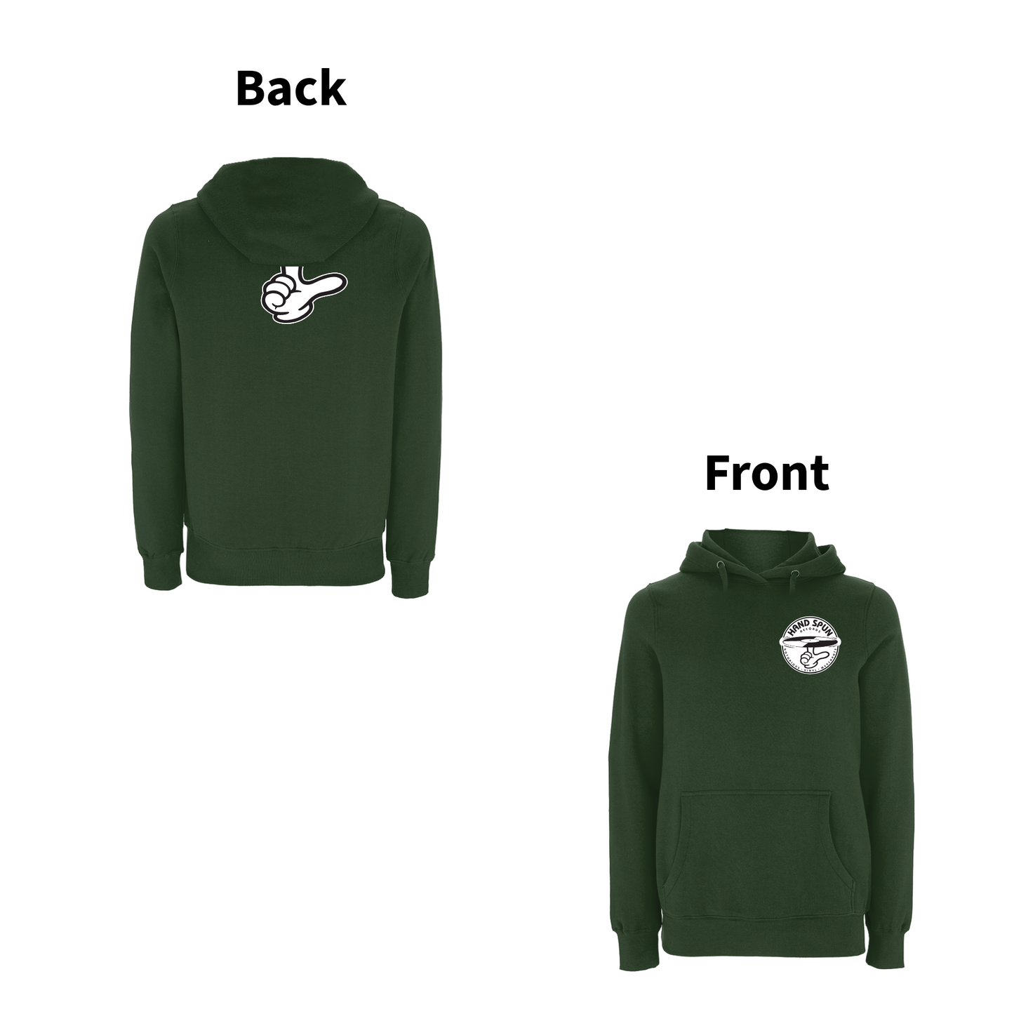 HANDSPUN RECORDS - 90's CLASSIC LOGO Front and Back Print Hoodie- A Have A Nice Day Brand.