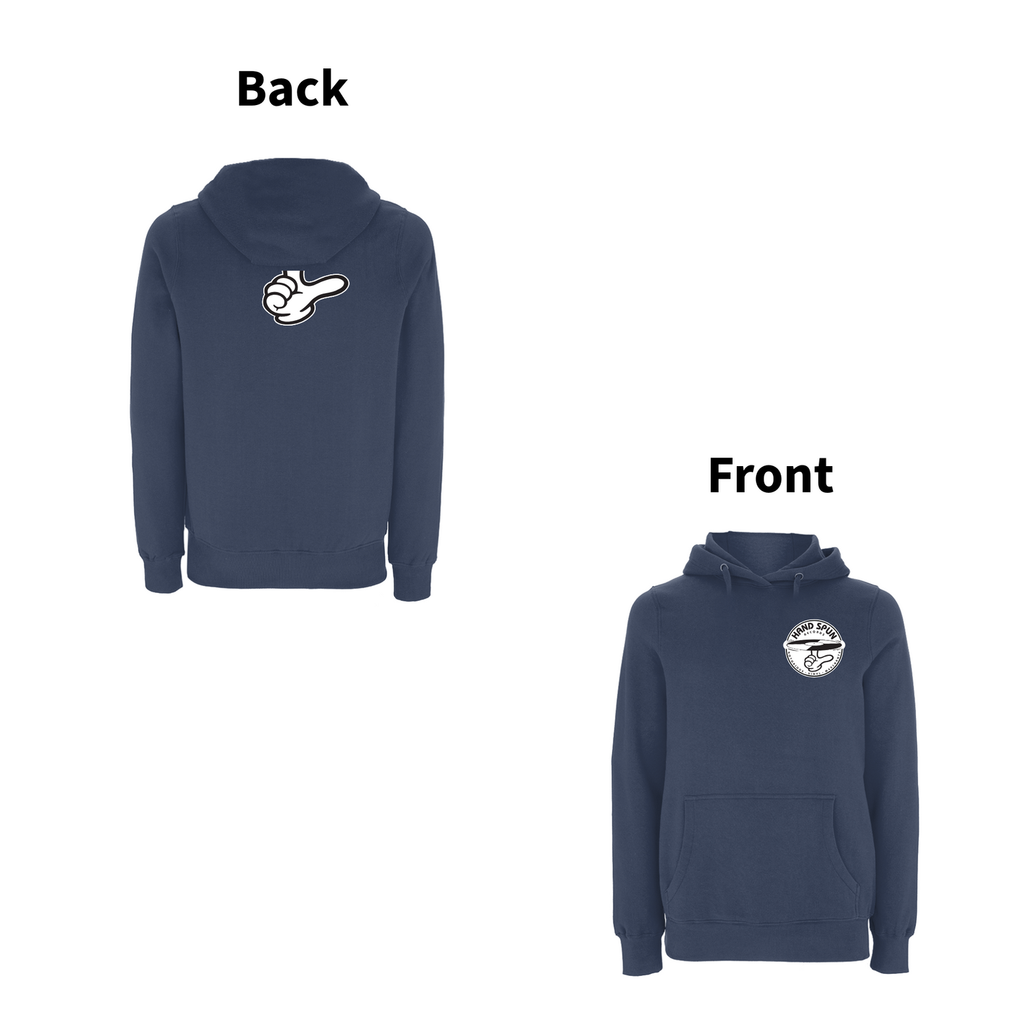 HANDSPUN RECORDS - 90's CLASSIC LOGO Front and Back Print Hoodie- A Have A Nice Day Brand.