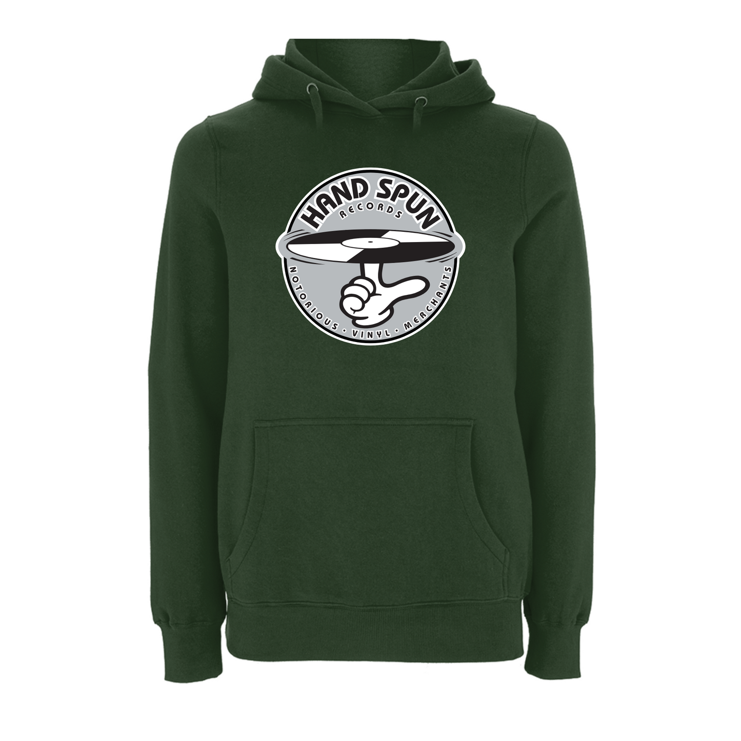 HANDSPUN RECORDS - Classic Front Print GREY Logo Hoodie