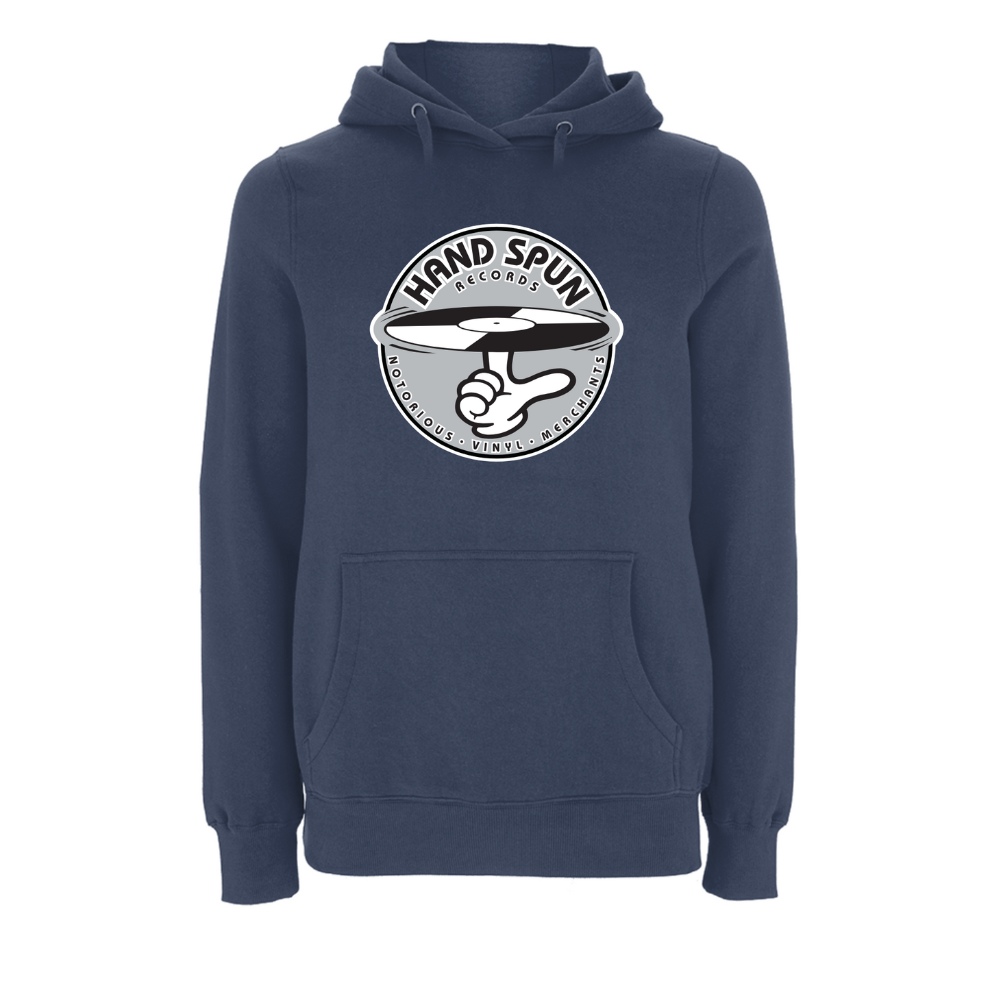 HANDSPUN RECORDS - Classic Front Print GREY Logo Hoodie