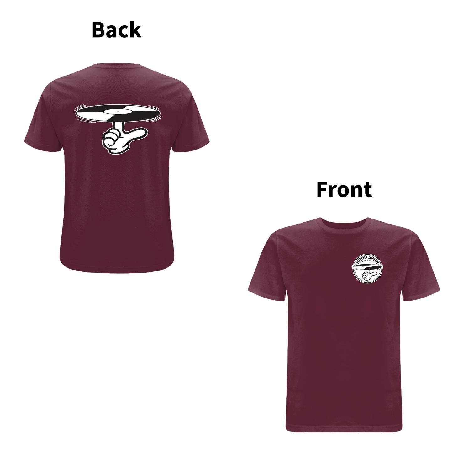 HANDSPUN RECORDS - CLASSIC LOGO Front and Back Print T-shirt - A Have A Nice Day Brand.