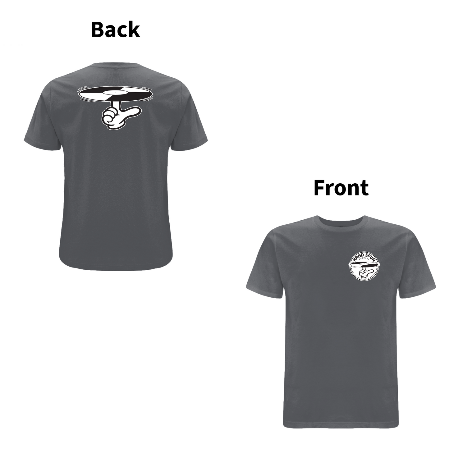 HANDSPUN RECORDS - 90's CLASSIC LOGO Front and Back Print T-shirt - A Have A Nice Day Brand.