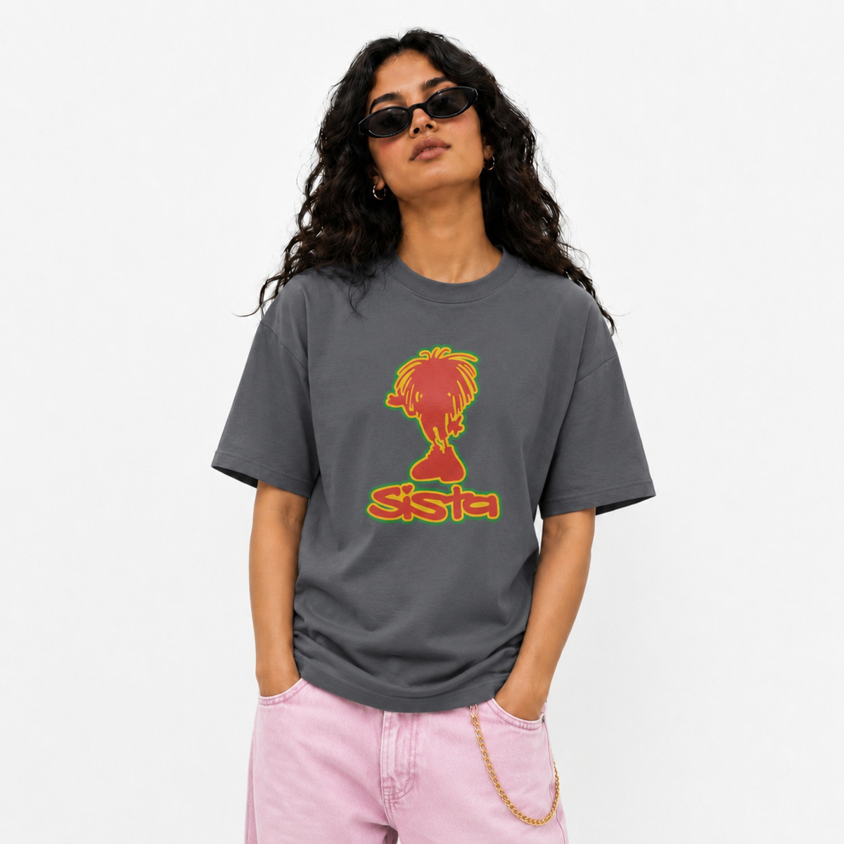 Sista Large Silhouette Front Print T-Shirt