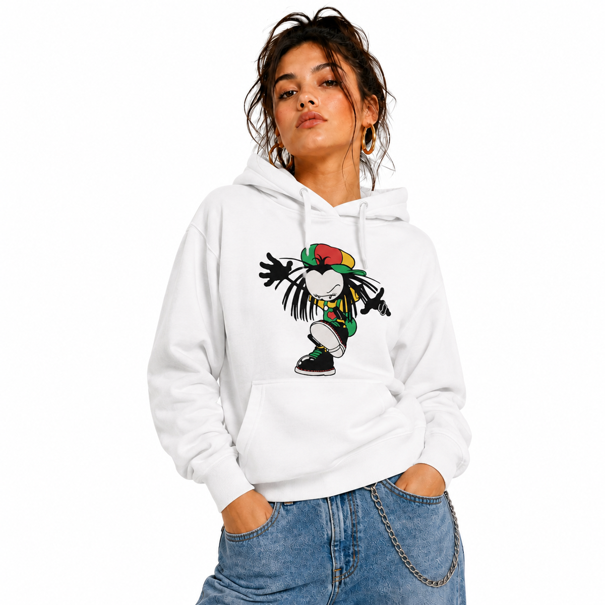 Sista Stamp Front Print Hood
