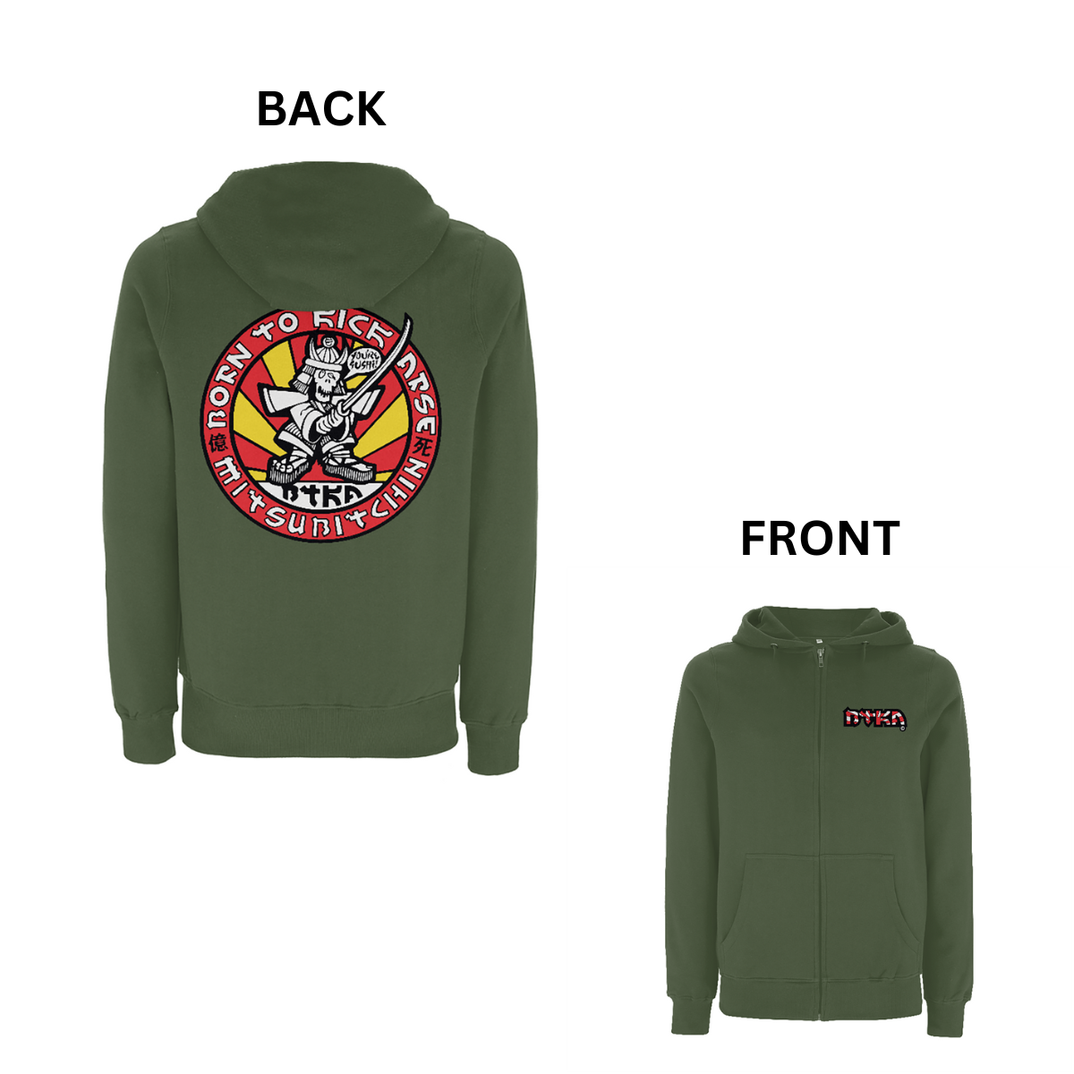 BTKA Sushi Front and Back Print Zip Hood - Dready Original