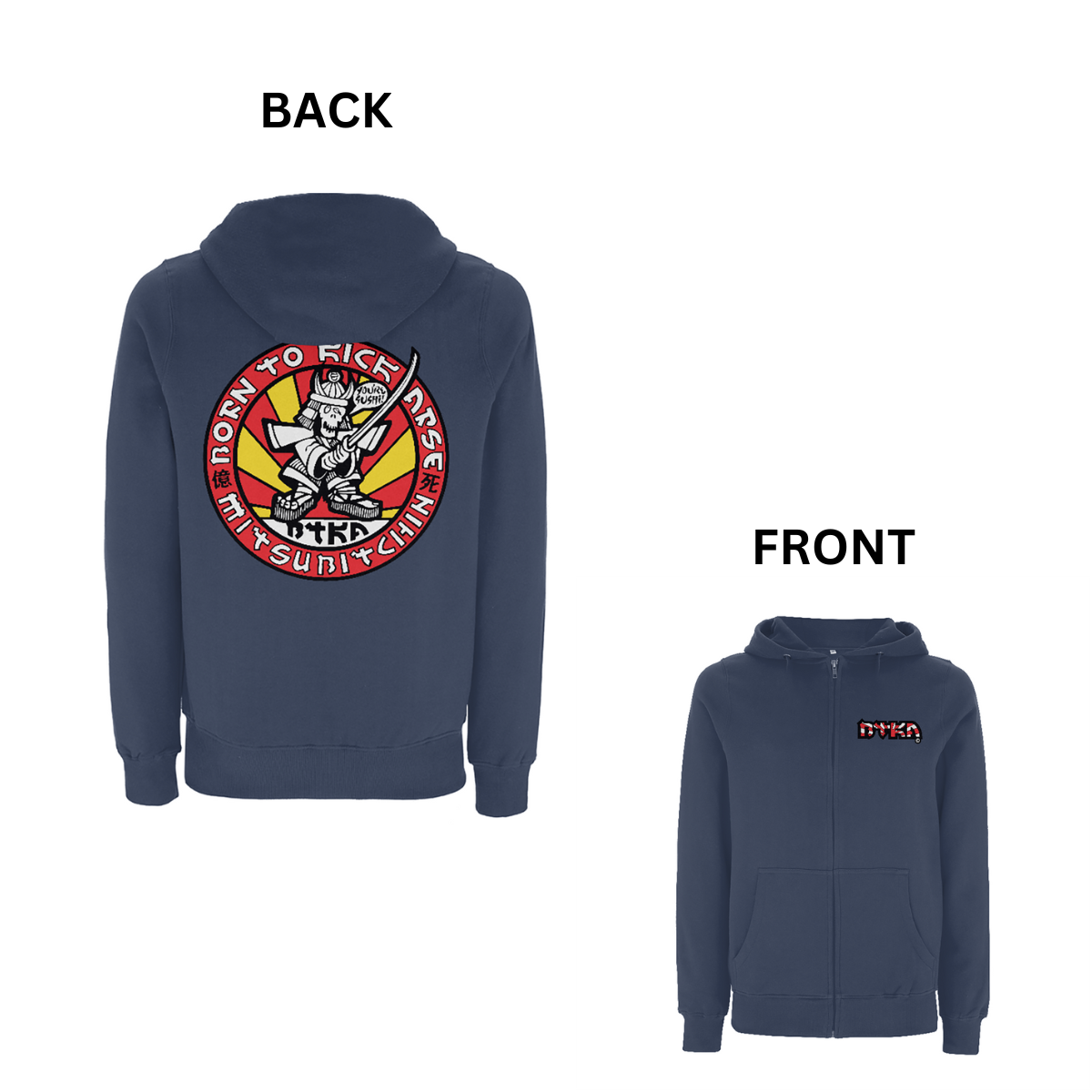 BTKA Sushi Front and Back Print Zip Hood - Dready Original