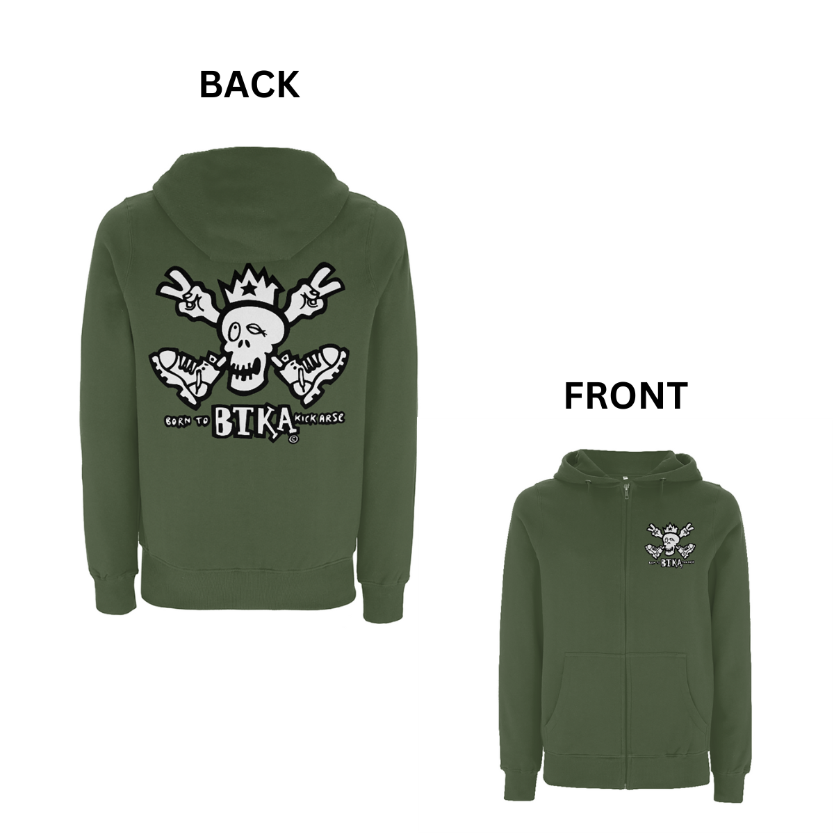 BTKA Classic Front and Back Print Zip Hood - Dready Original