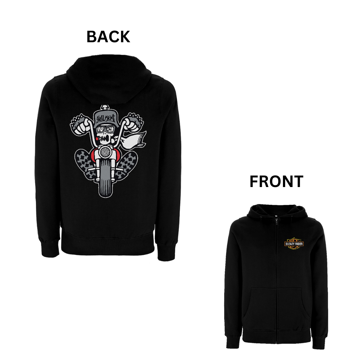 BTKA Sleazy Rider Front and Back Print Zip Hood - Dready Original