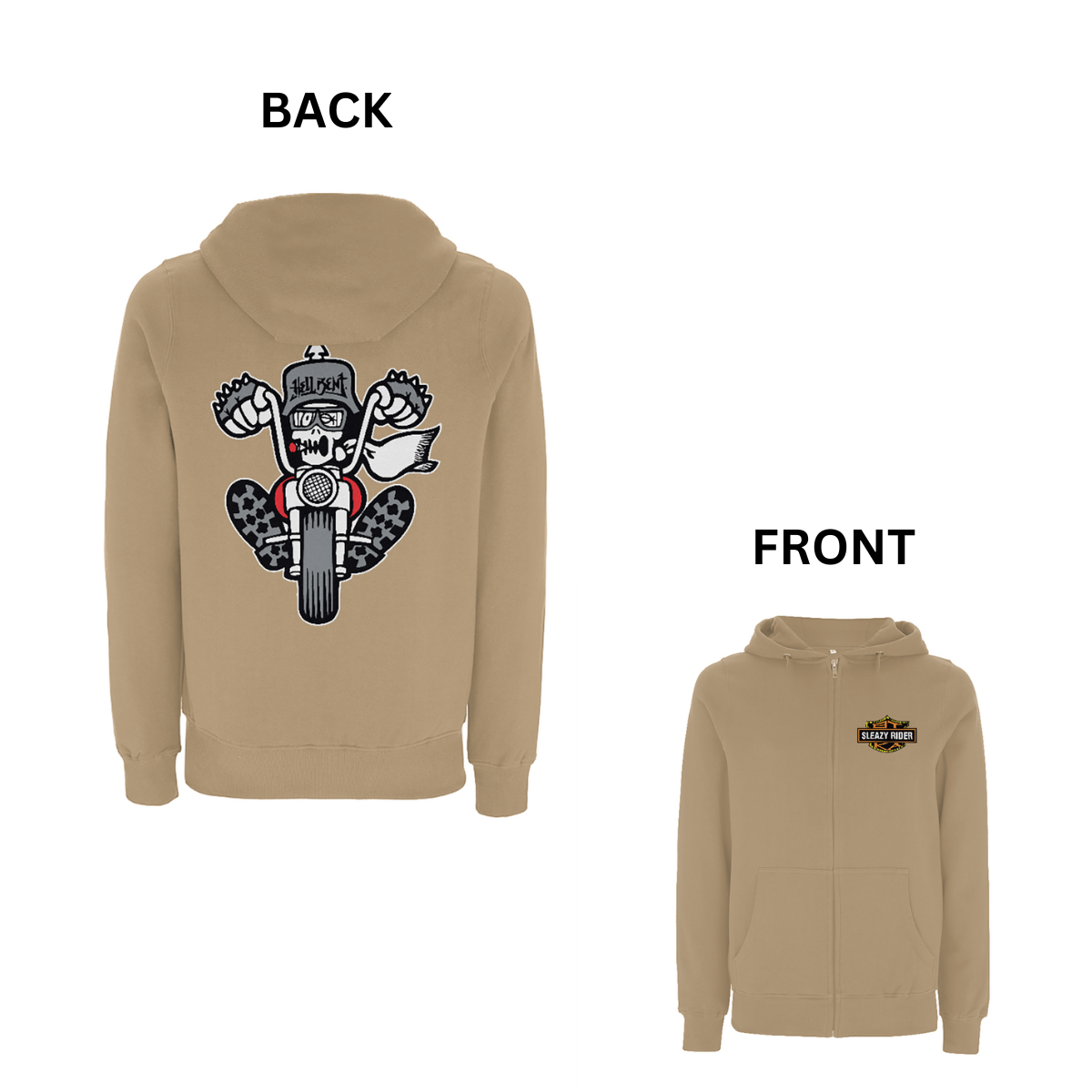 BTKA Sleazy Rider Front and Back Print Zip Hood - Dready Original