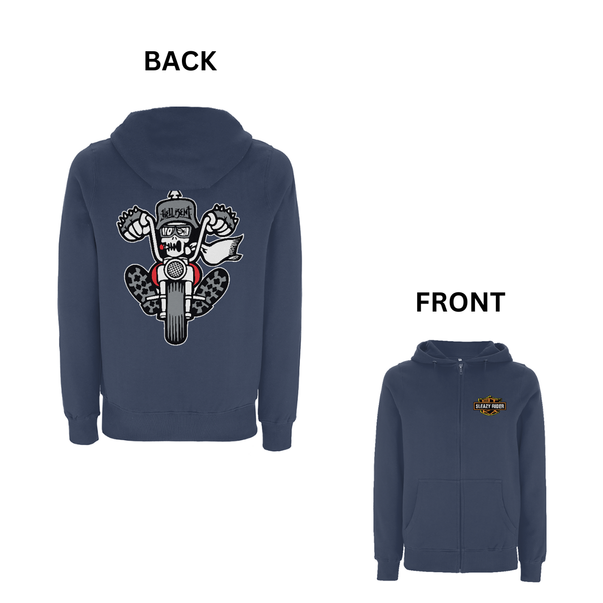 BTKA Sleazy Rider Front and Back Print Zip Hood - Dready Original