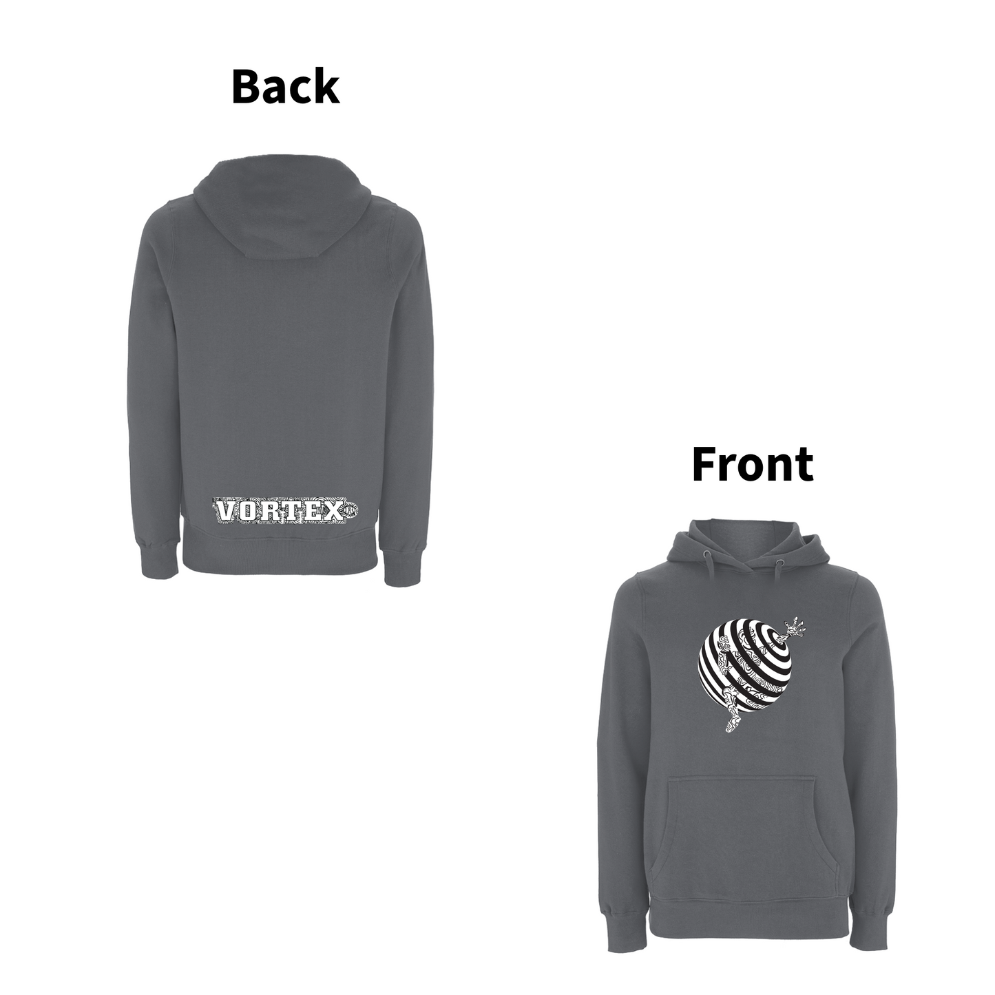 VORTEX - TRAPPED front and back print Organic Hoodie