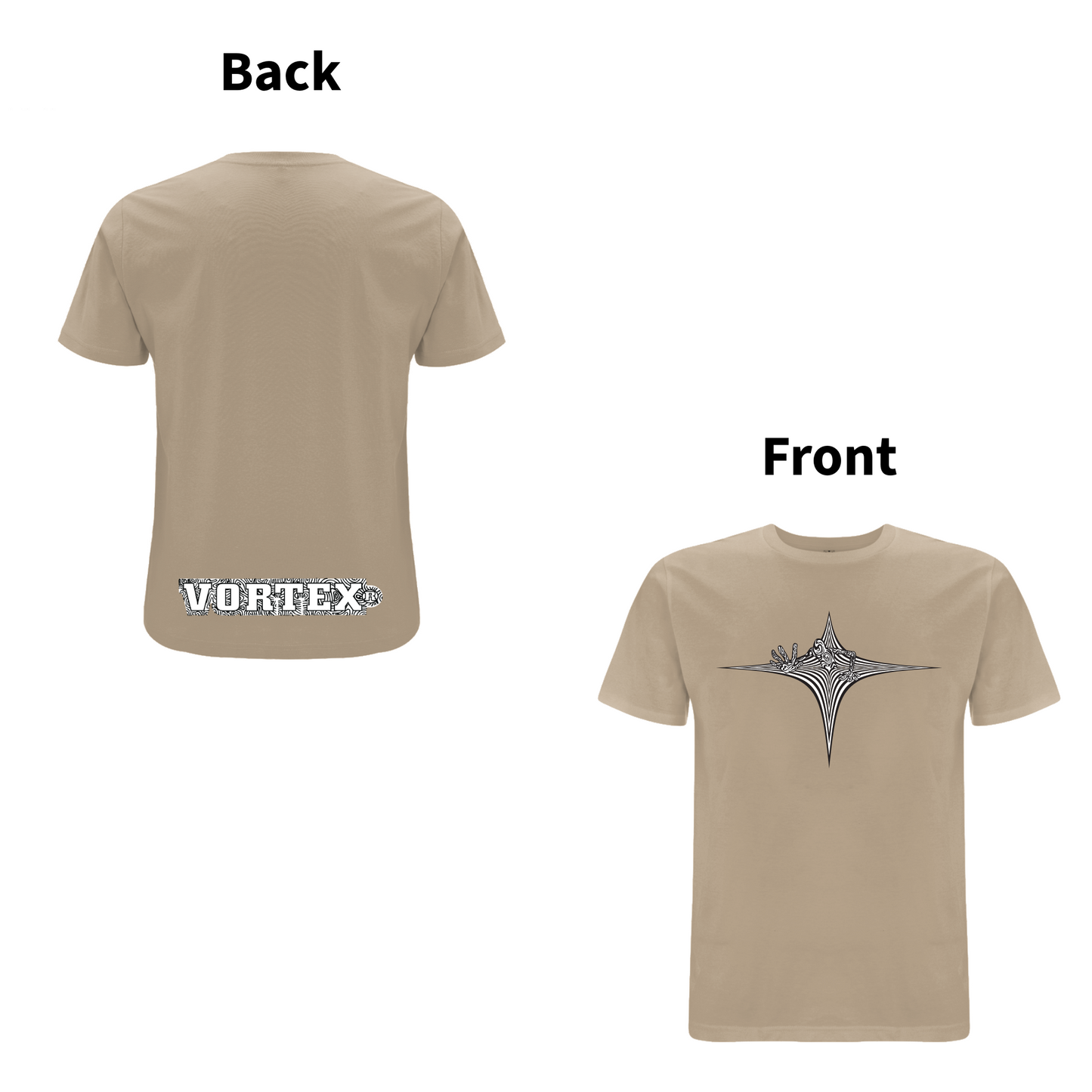VORTEX - STARGATE front and back print Organic T-Shirt