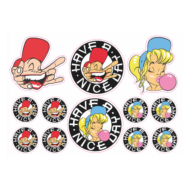 Have a nice day - SAM and SHURL Sticker Sheet 001 – Rave inspired 90s streetwear, retro fashion from Have a nice day london store