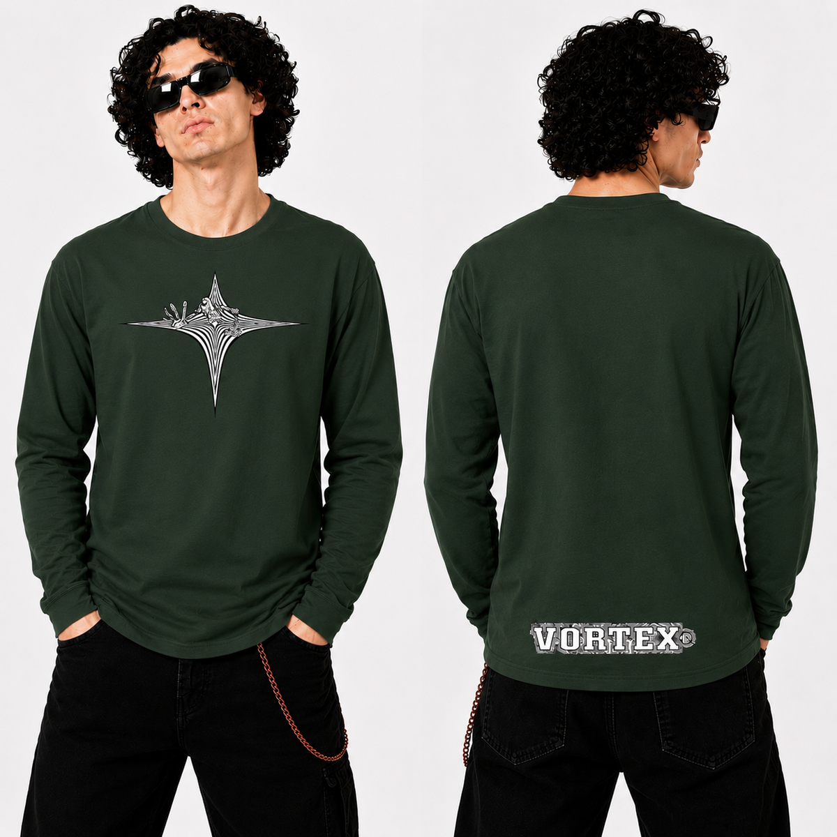 VORTEX - STARGATE front and back print Organic Longsleeve