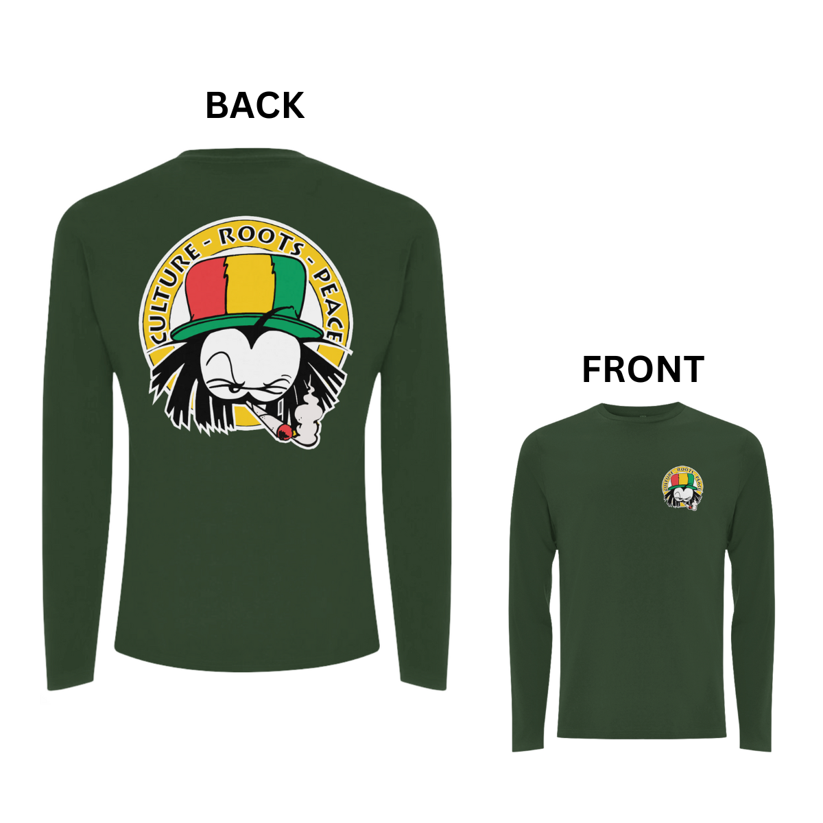 Dready Culture Roots & Peace Front and Back Print Long Sleeves