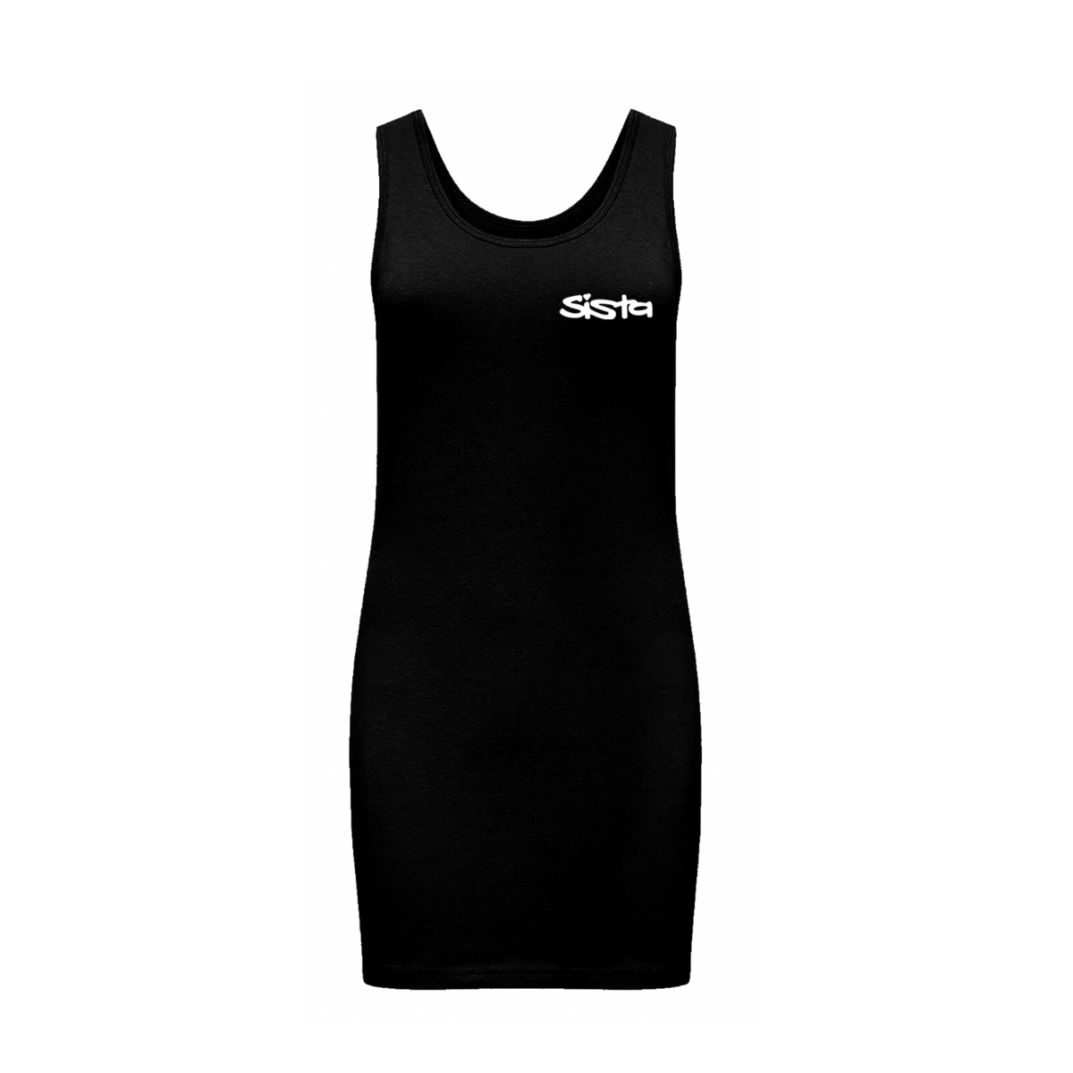 Sista Wear it your Way- Front logo - Extra Long stretch tank top dress