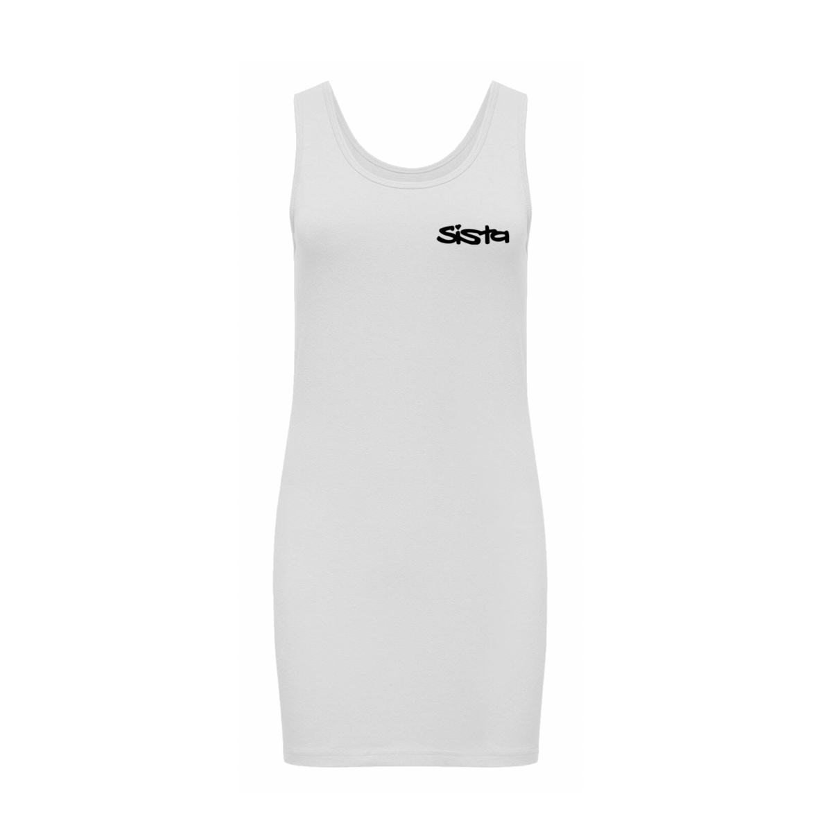 Sista Wear it your Way- Front logo - Extra Long stretch tank top dress